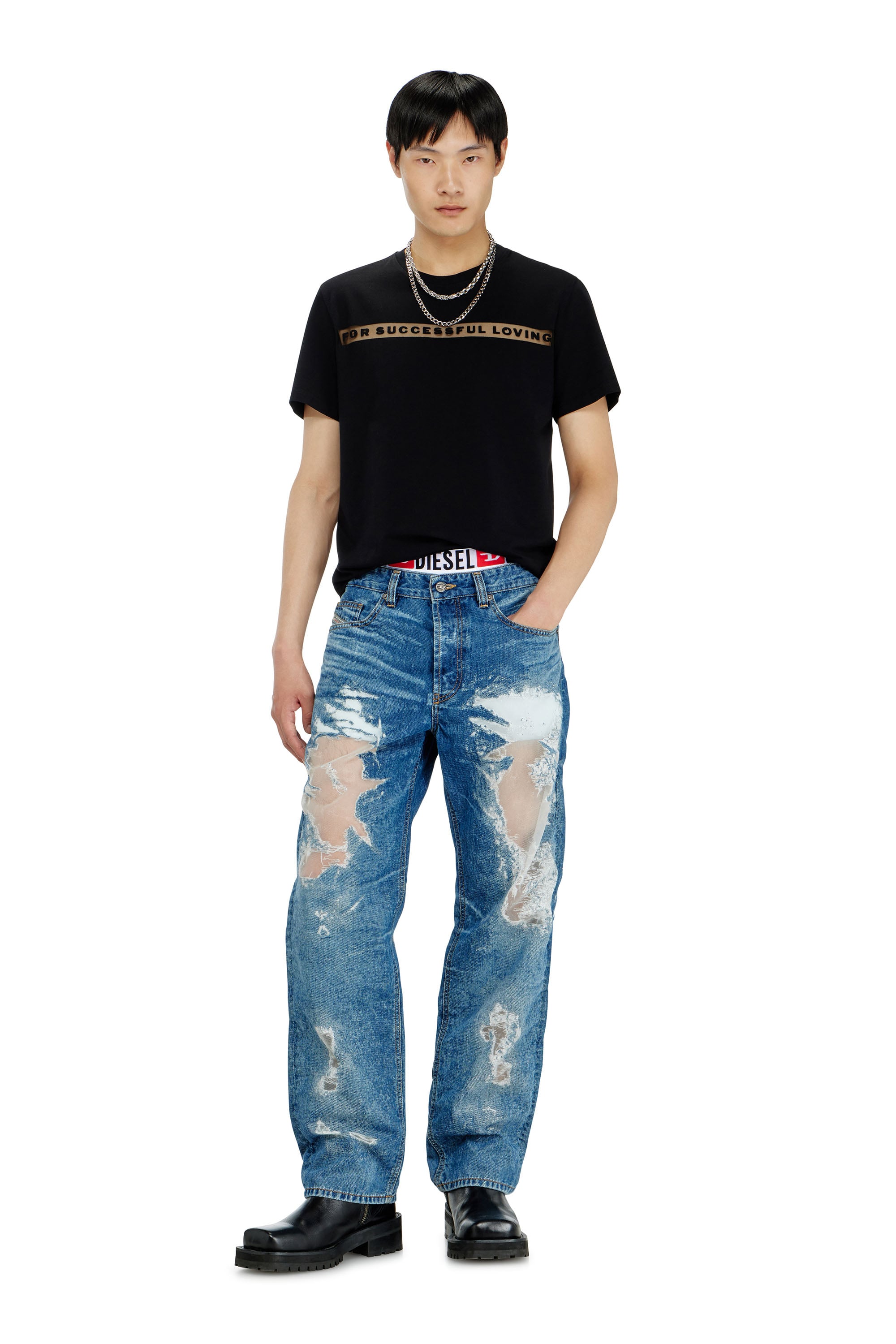 Diesel - PR-T-NOTS-CHI-R, Unisex's T-shirt with For Successful Loving logo in ブラック - 3