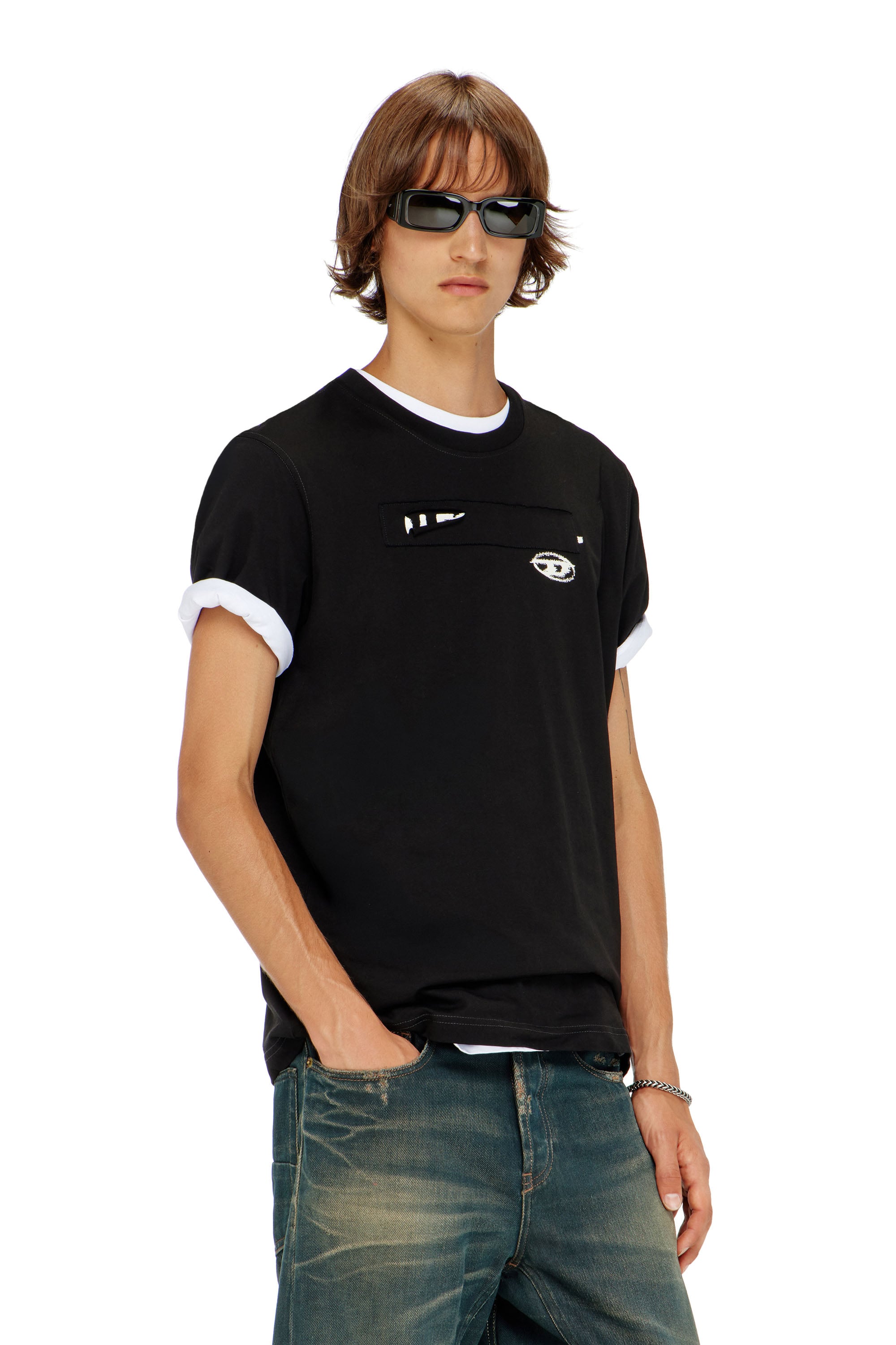 Diesel - T-ADJUST-V8, Male's Tシャツ in ブラック - 1