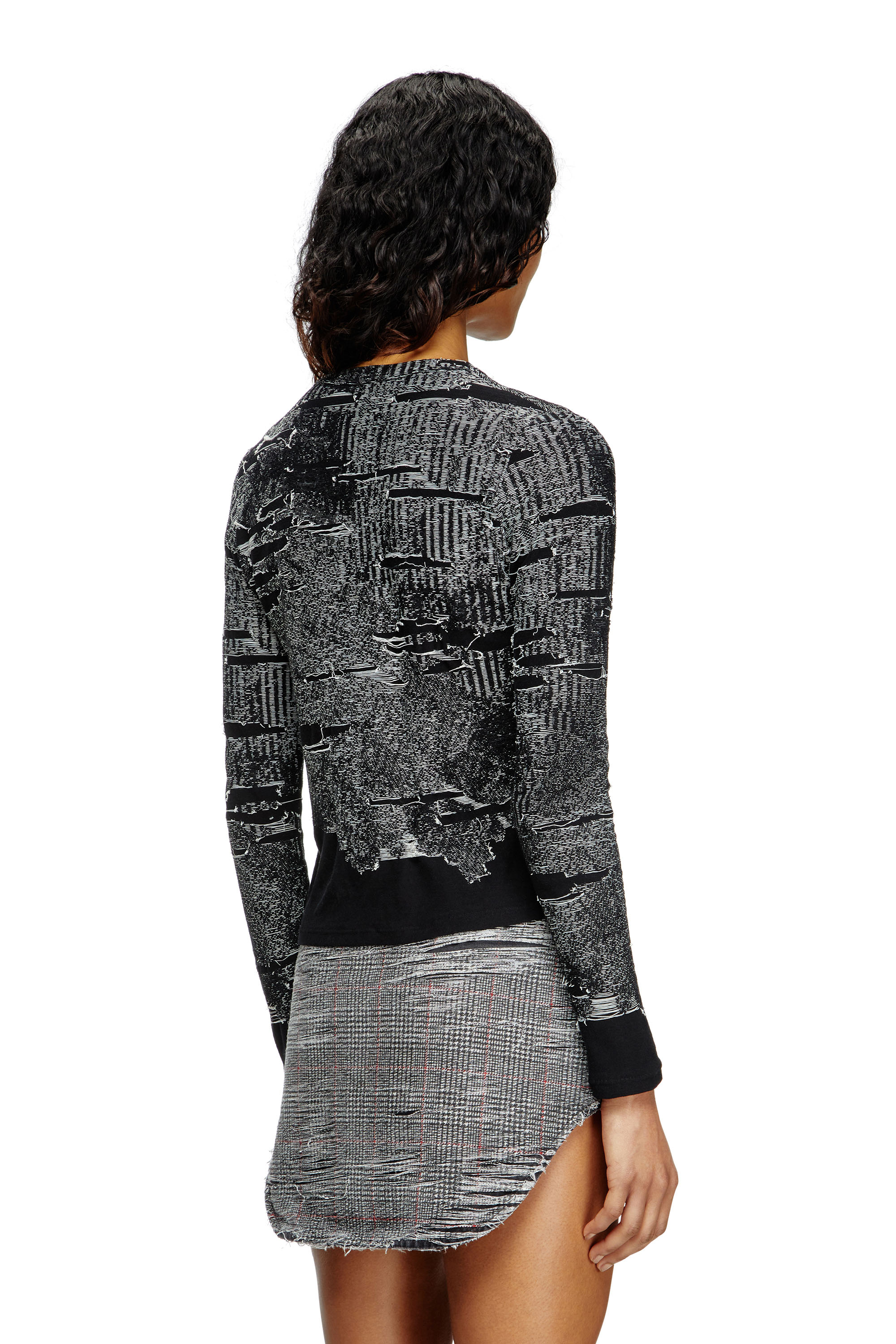 Diesel - M-ALIMA-L, Female's Cardigan with engineered distressing in ブラック - 4
