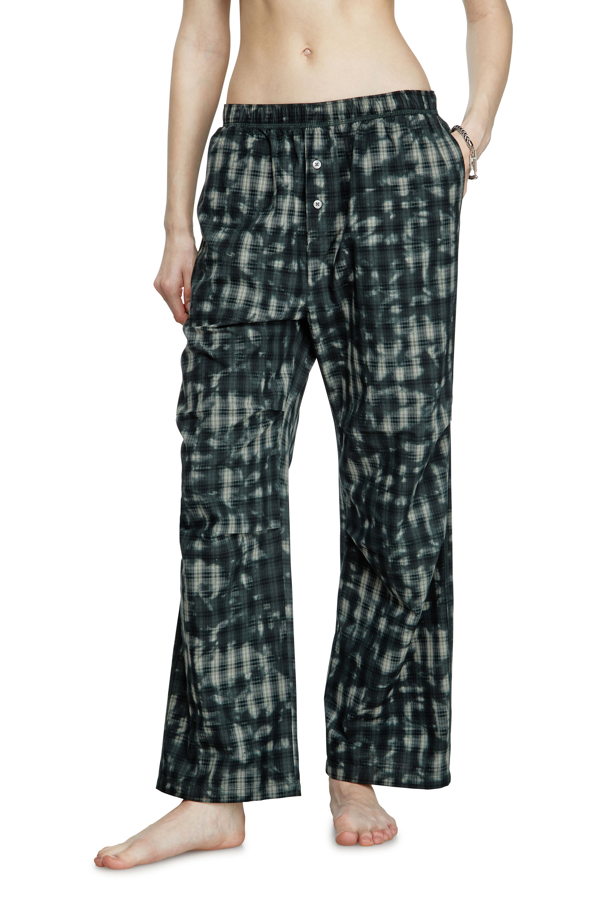 Diesel - VINCE-UTLT, Unisex's Pyjama bottoms with check print in ダークグリーン - 4