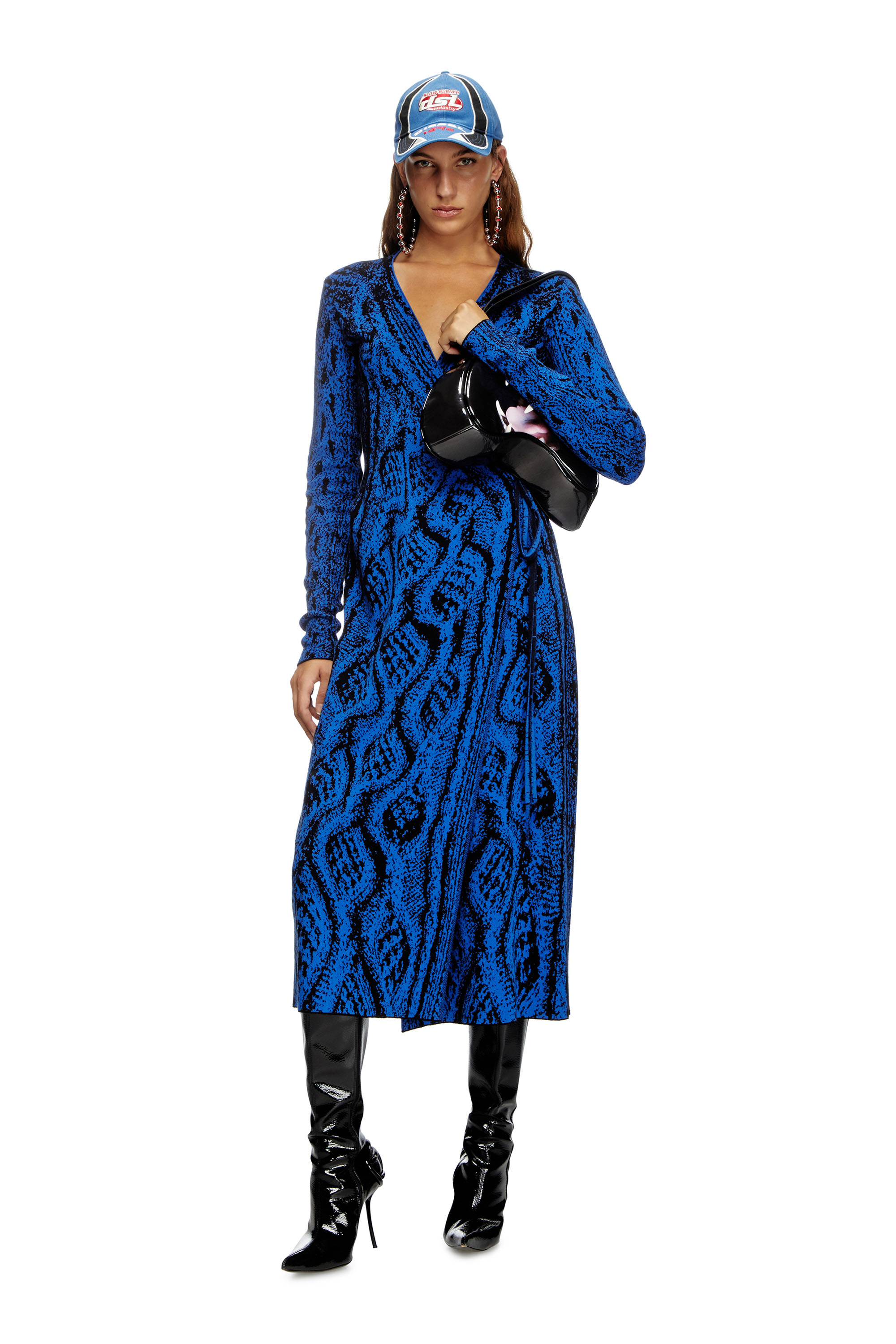 Diesel - M-SOFOCLE-A, Female's Jacquard wrap dress in ブルー - 1