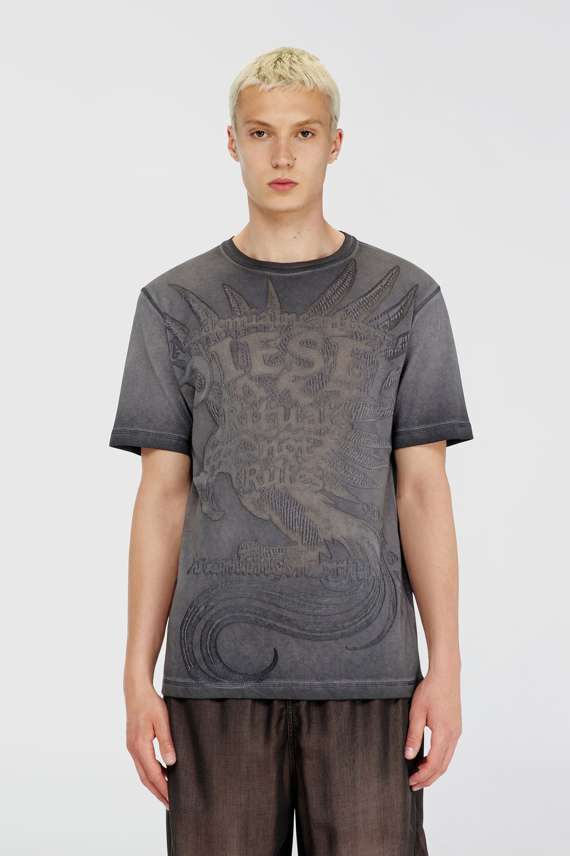 Diesel - T-RAWJUST-AA1, Male's Tシャツ in ダークグレー - 1