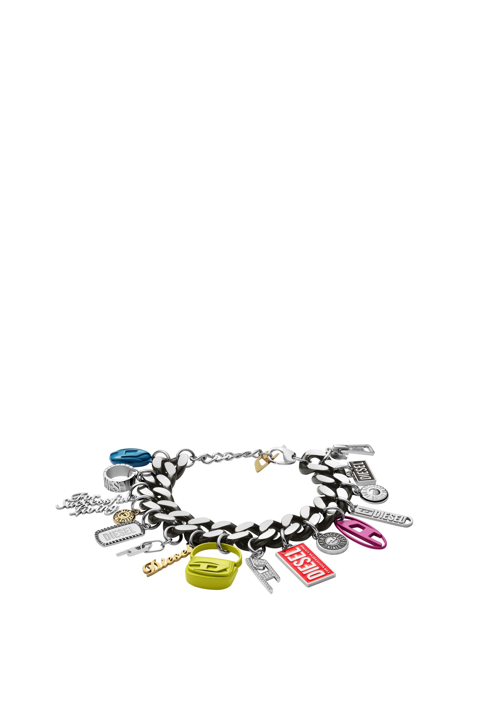 Diesel - DX1524 JEWEL, Unisex's Black stainless steel charm chain bracelet in マルチカラー - 1
