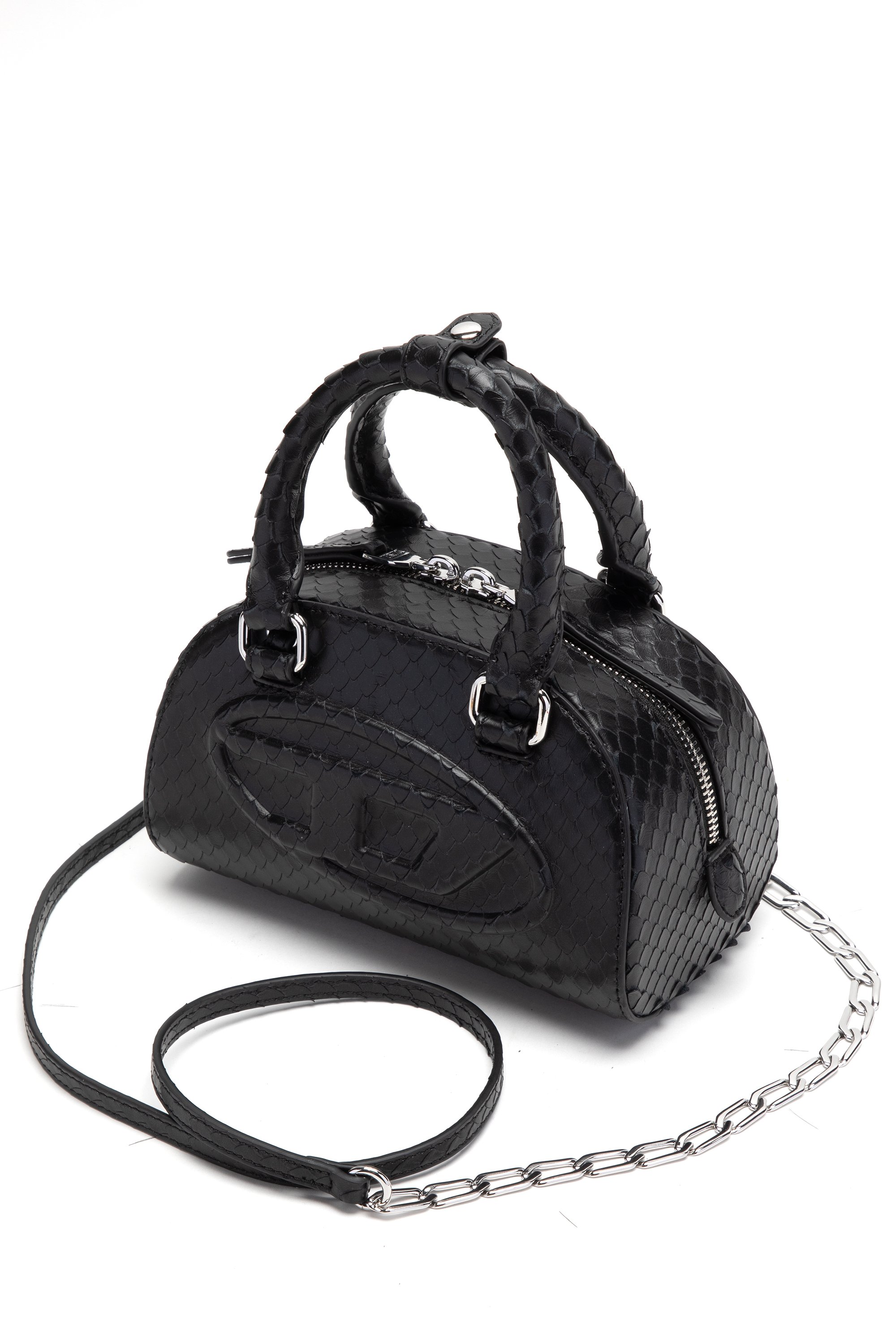 Diesel - 1DR DOME CROSSBODY, Female's 1DR Dome-Mini bowling bag in snake-effect leather in ブラック - 4