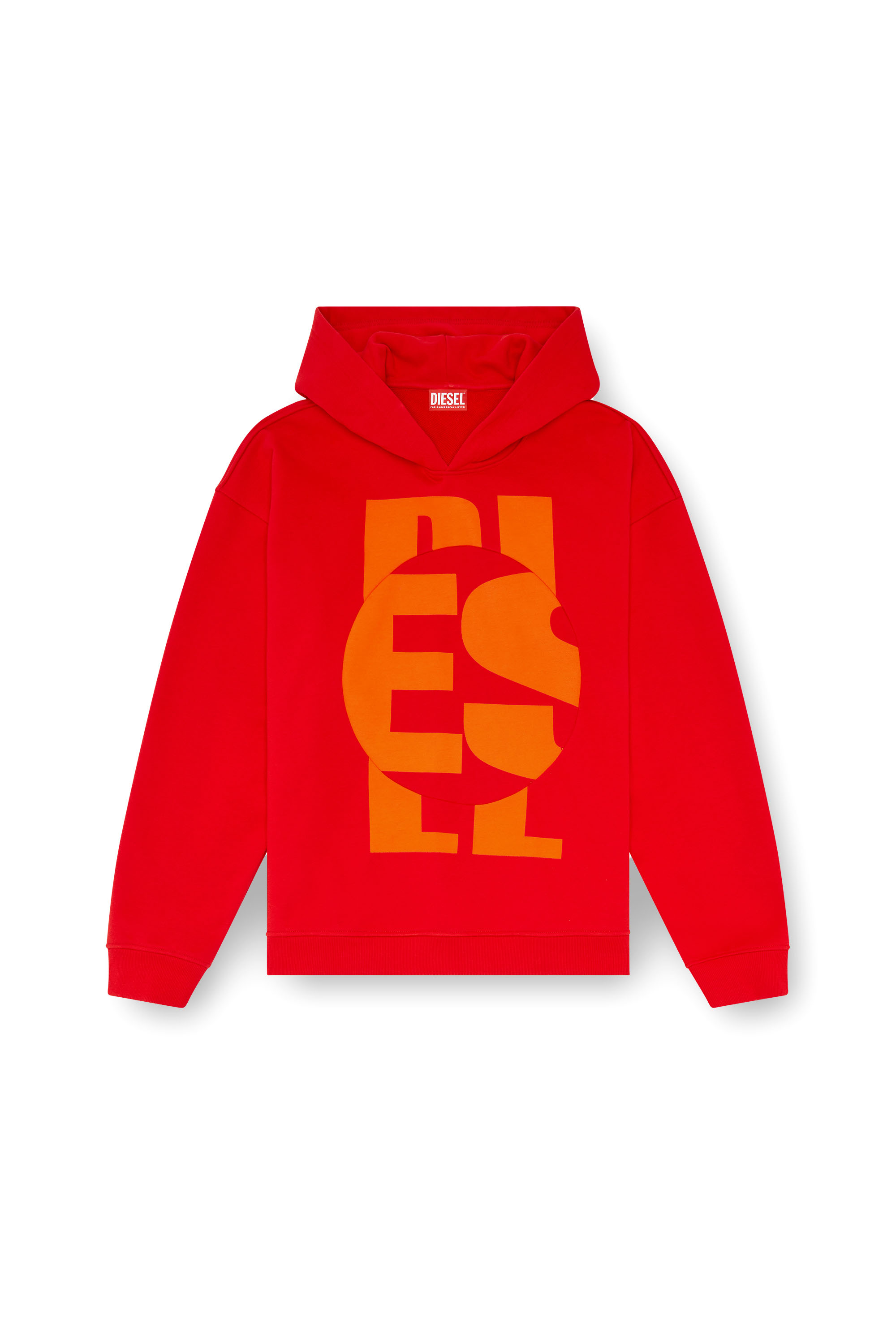 Diesel - S-BOXT-HOOD-CIRCLE, Male's Hoodie with logo and circular inlay in レッド - 3