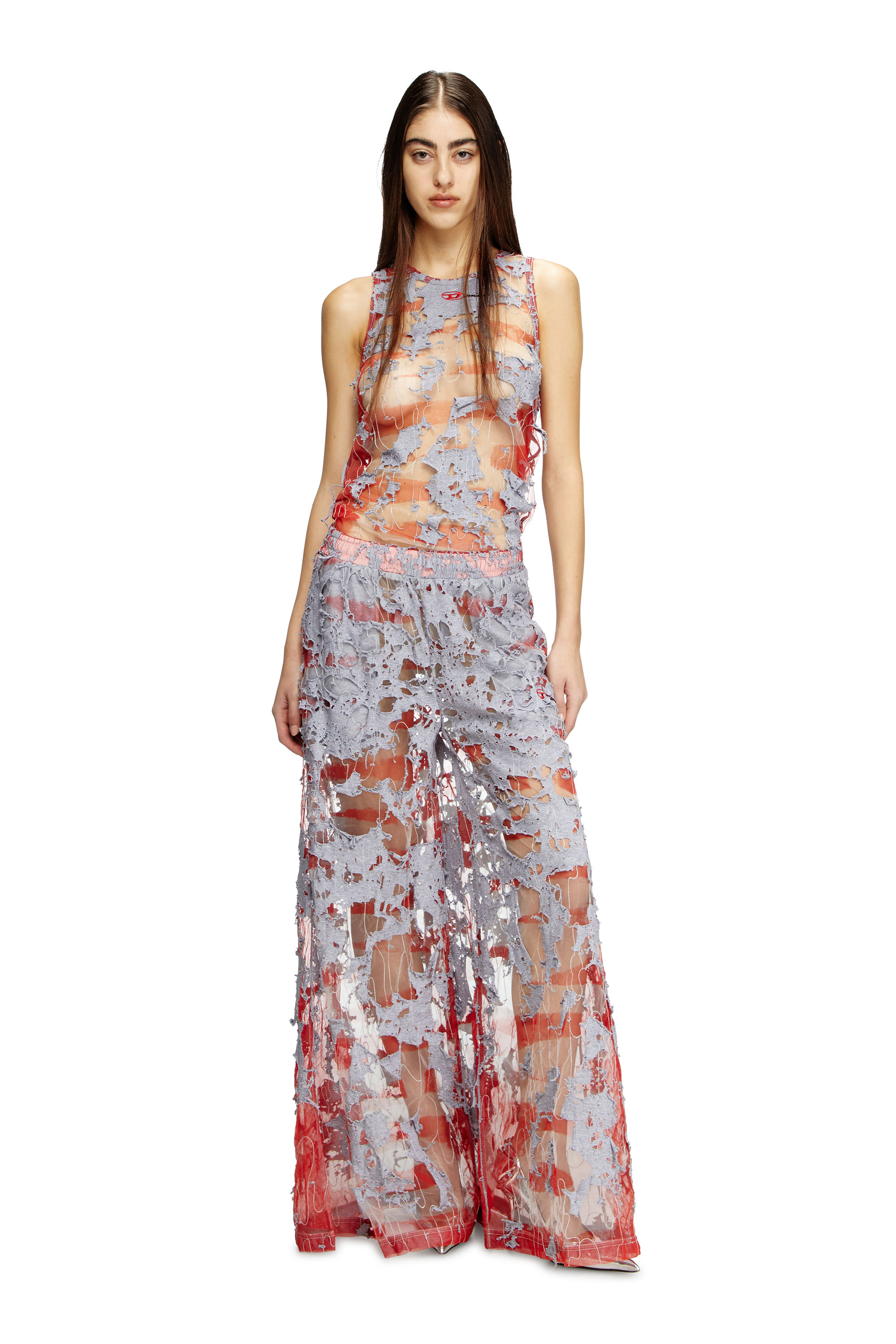 Diesel - T-LIFTY-DEVOR-DD, Unisex's ノースリーブトップ in レッド/グレー - 6