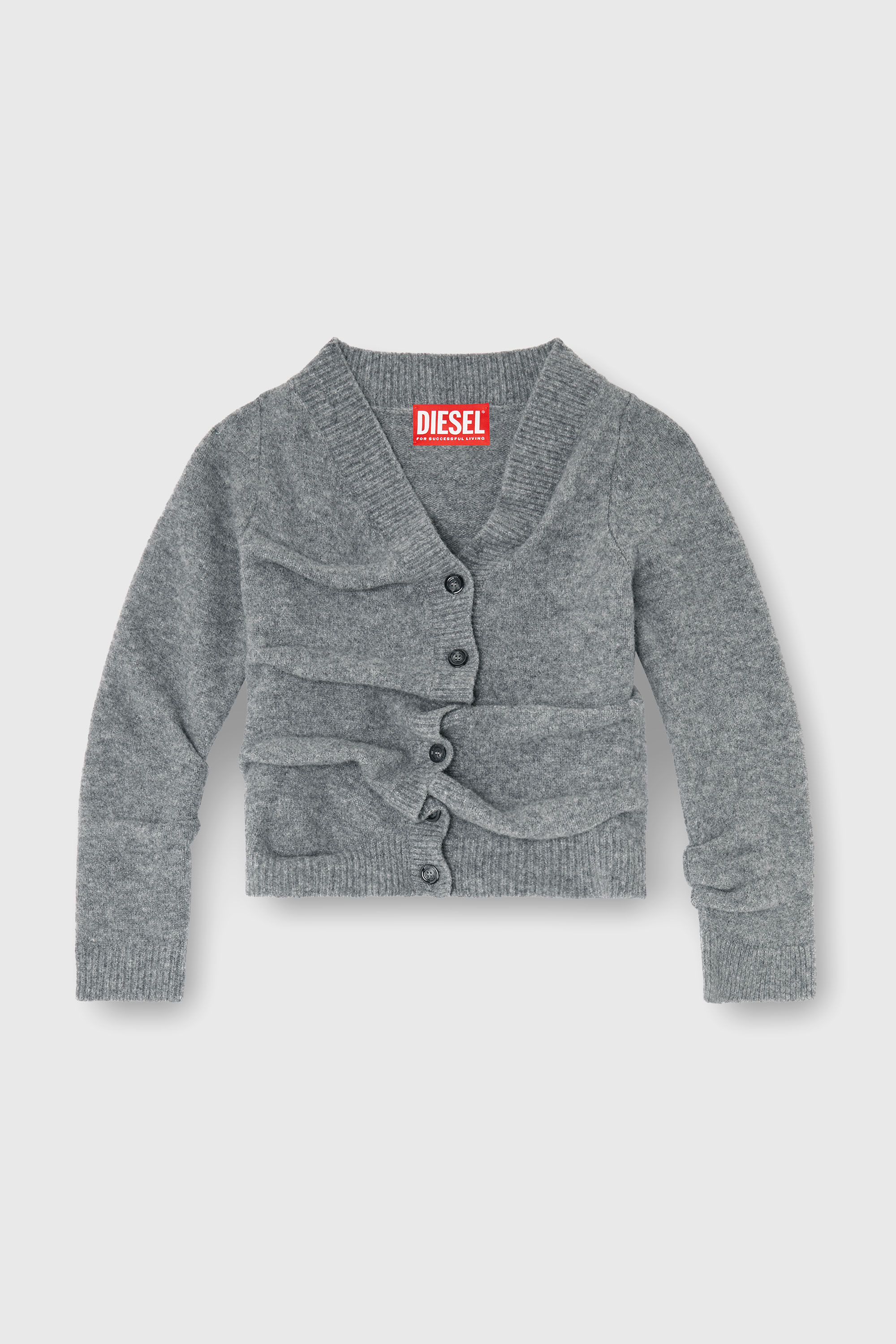 Diesel - M-AVA, Female's Cropped cardigan in wrinkled boiled knit in グレー - 2