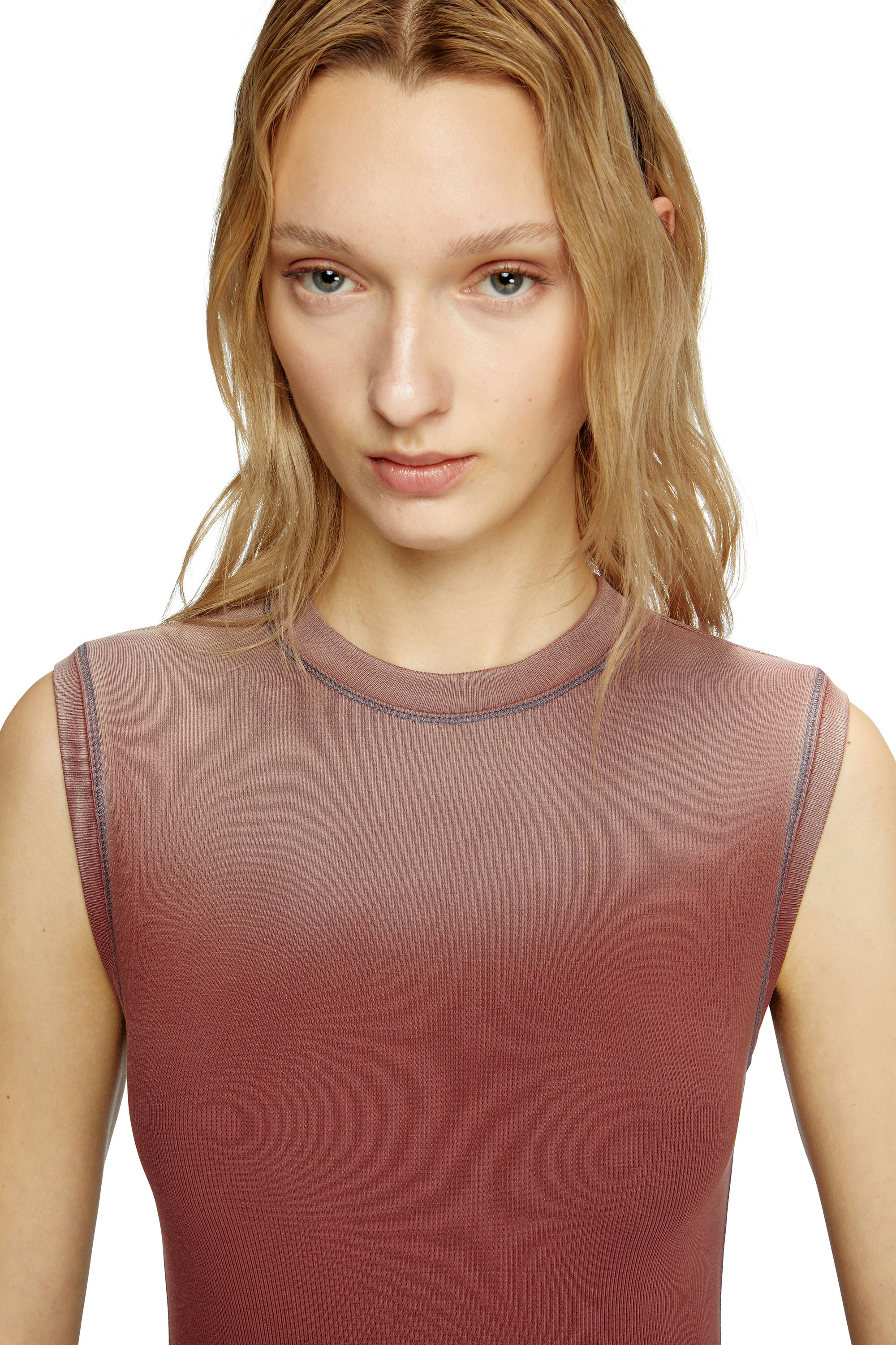 Diesel - D-ELICY, Female's Asymmetric sleeveless dress in ピンク / ホワイト - 4