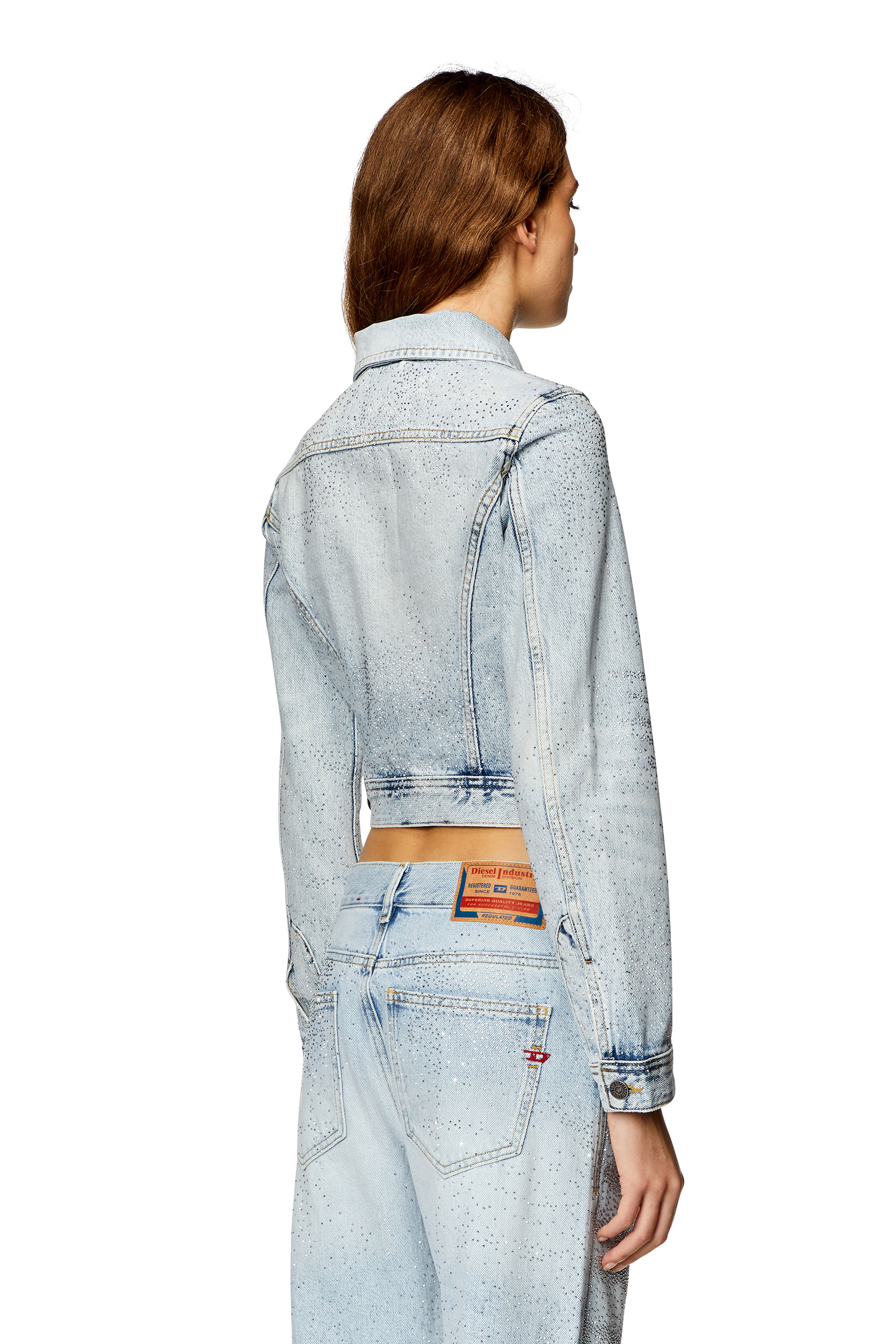 Diesel - DE-SLIMMY-S, Female's Trucker jacket in micro-crystal denim in ライトブルー - 4