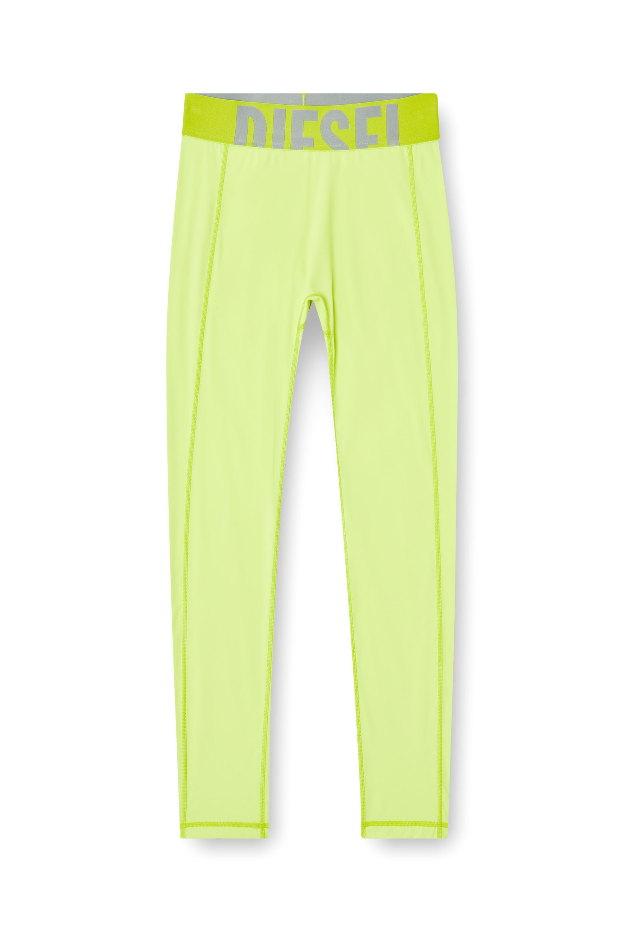 Diesel - ADELINE-D-POP, Female's Microfibre leggings with cut-off logo in 蛍光グリーン - 4