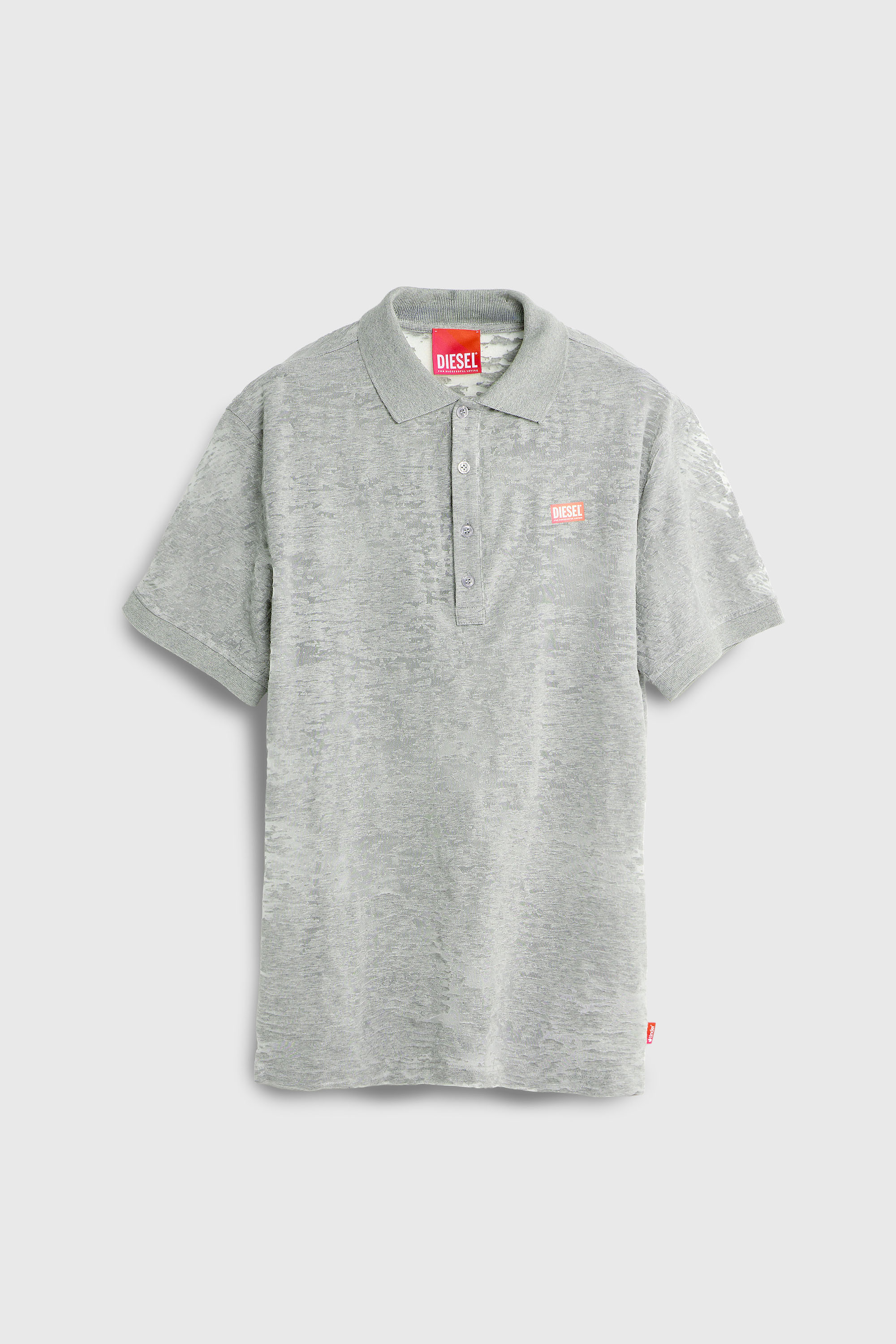 Diesel - PR-T-REJUST, Male's Polo shirt in all-over devor&eacute; jersey in ライトグレー - 2