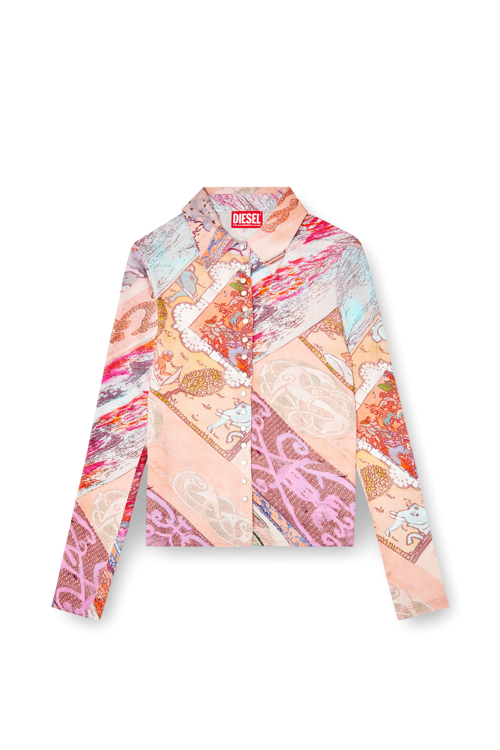 Diesel - C-AMELIA, Female's Stretch-viscose shirt with Heraldic print in null - 3