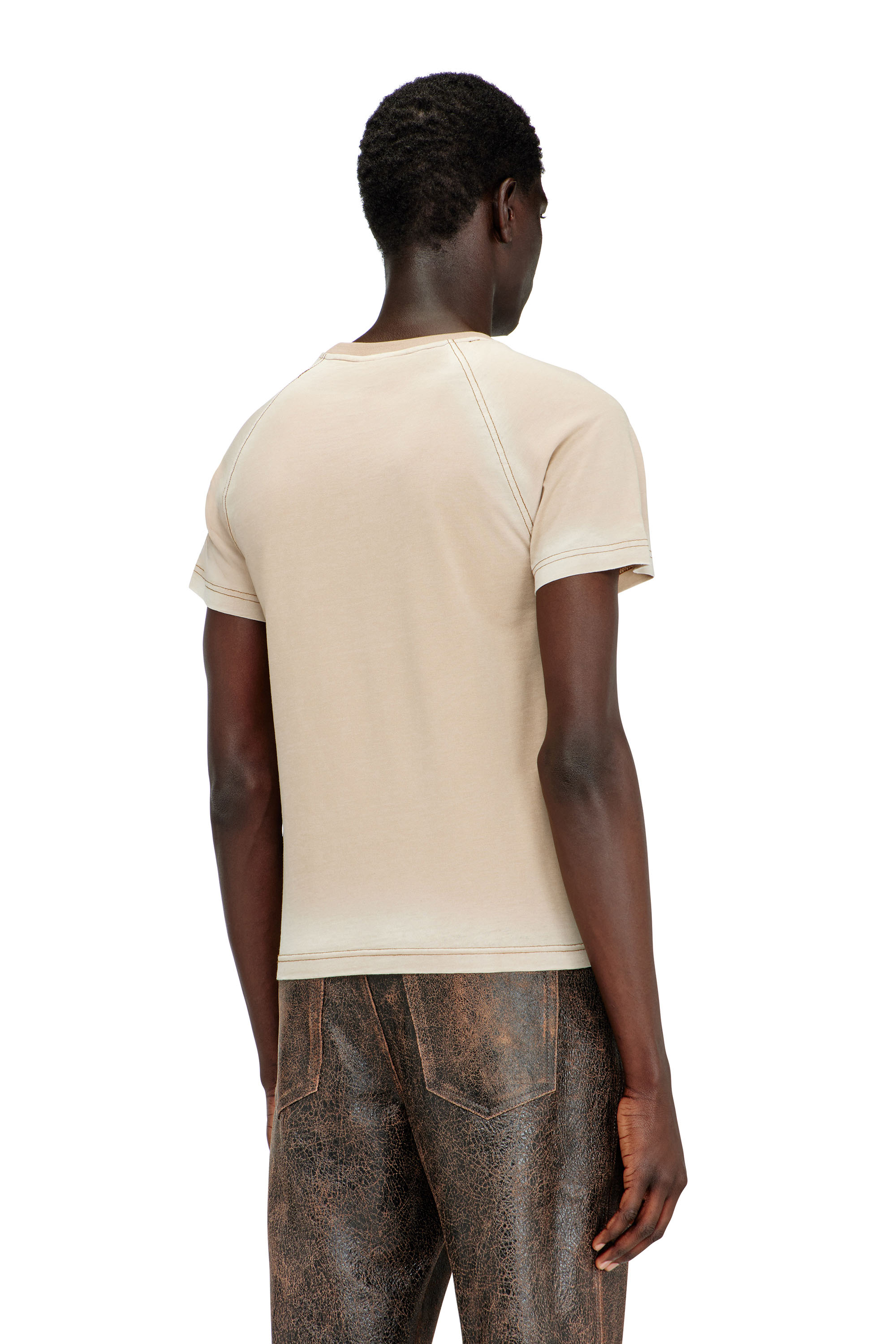 Diesel - T-LOJA, Male's Faded T-shirt with graphic motif in ライトブラウン - 4