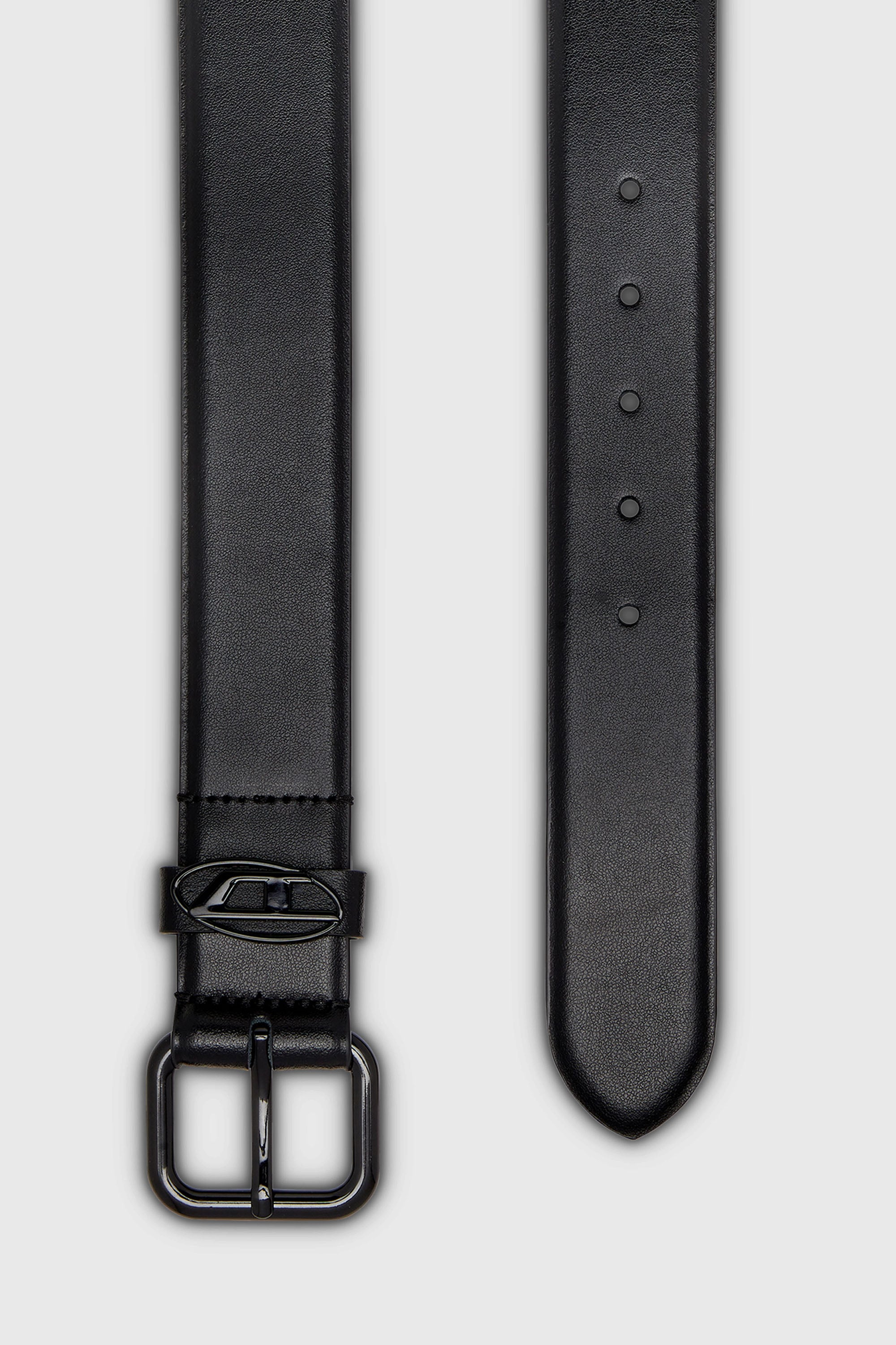 Diesel - B-1DR OVAL D LOOP, Unisex's 3.9cm logo-plaque embellished leather belt in ブラック - 2