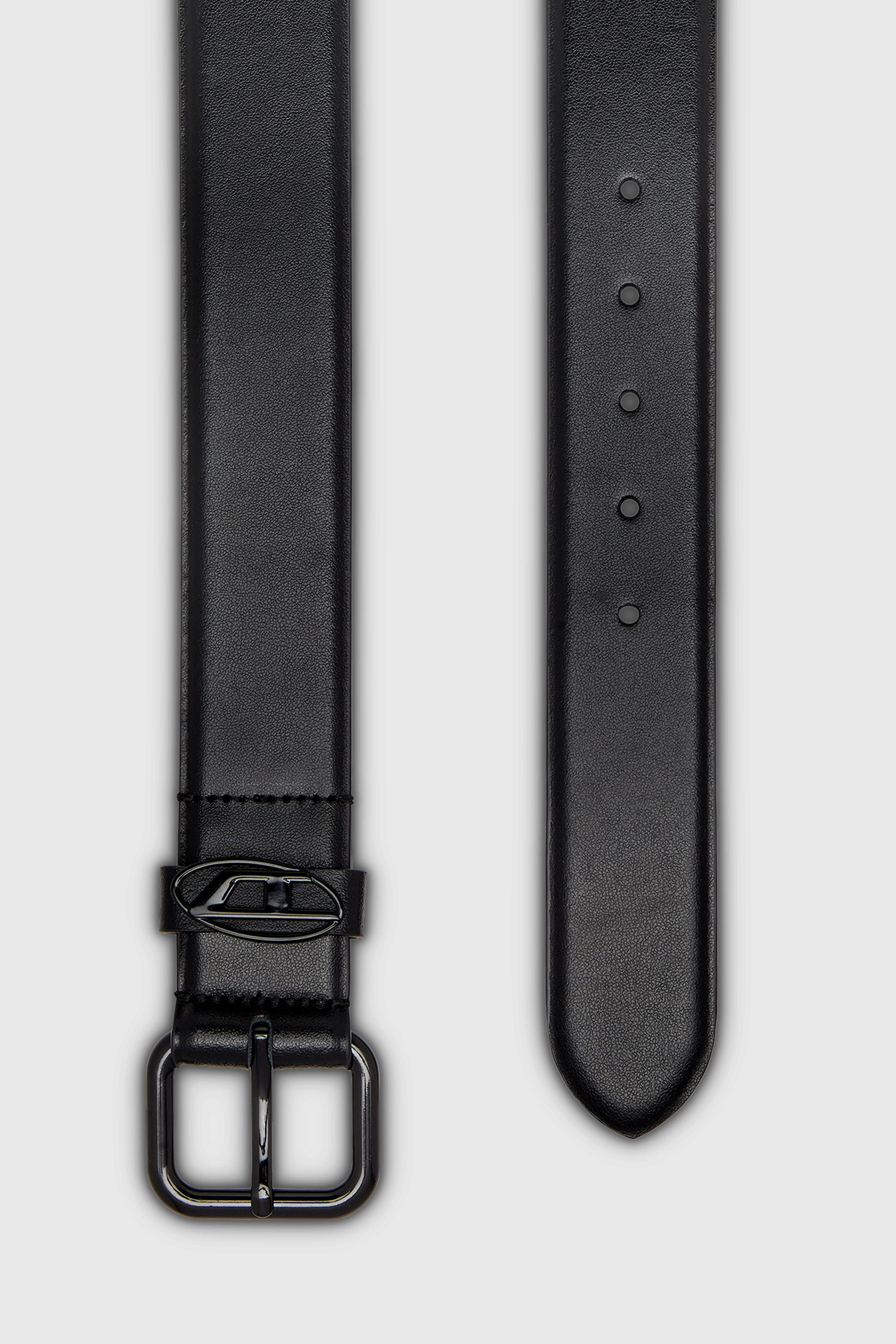 Diesel - B-1DR OVAL D LOOP, Unisex's 3.9cm logo-plaque embellished leather belt in ブラック - 2