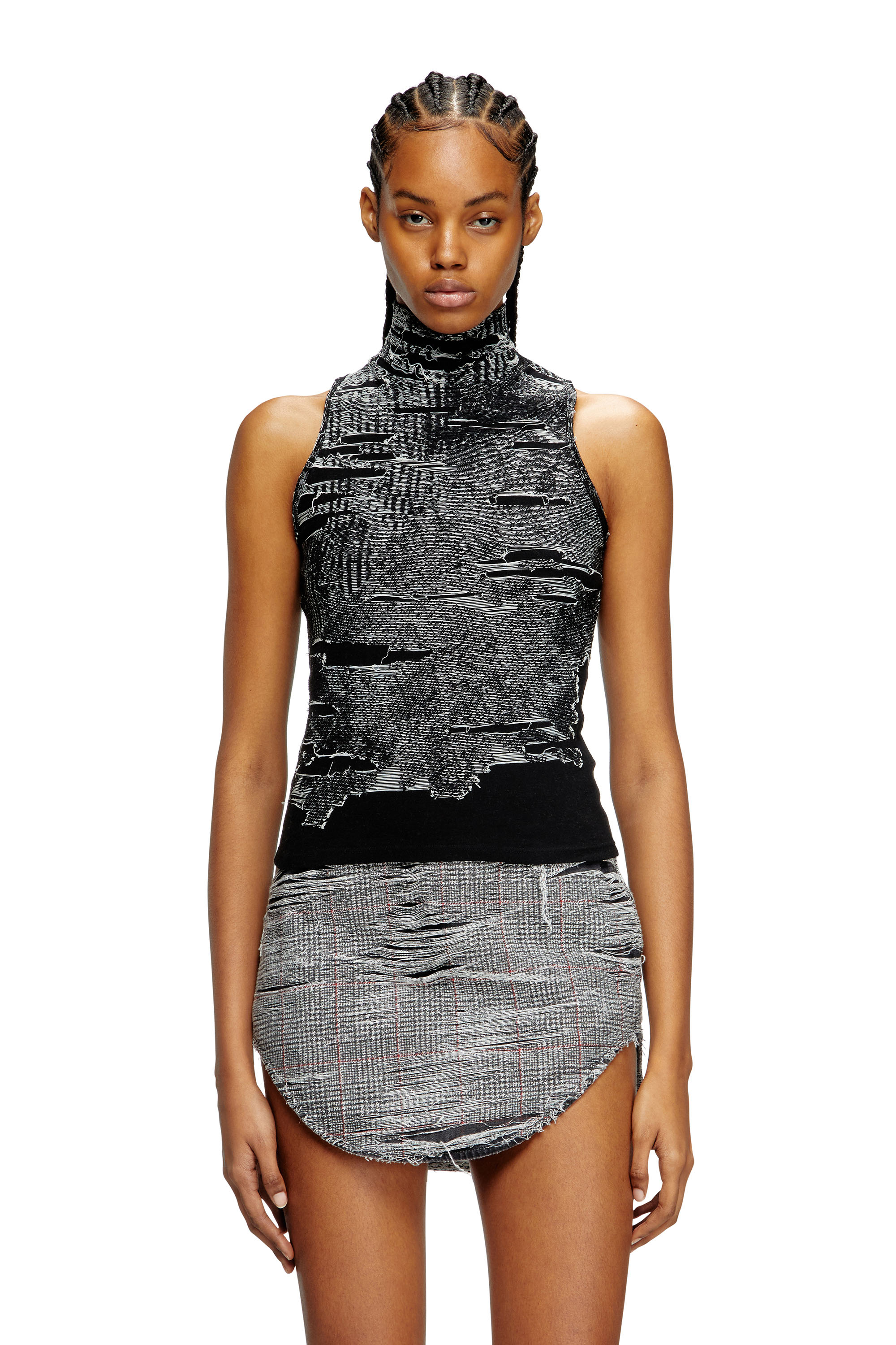 Diesel - M-ALMA, Female's Tank top with engineered distressing in ブラック - 3