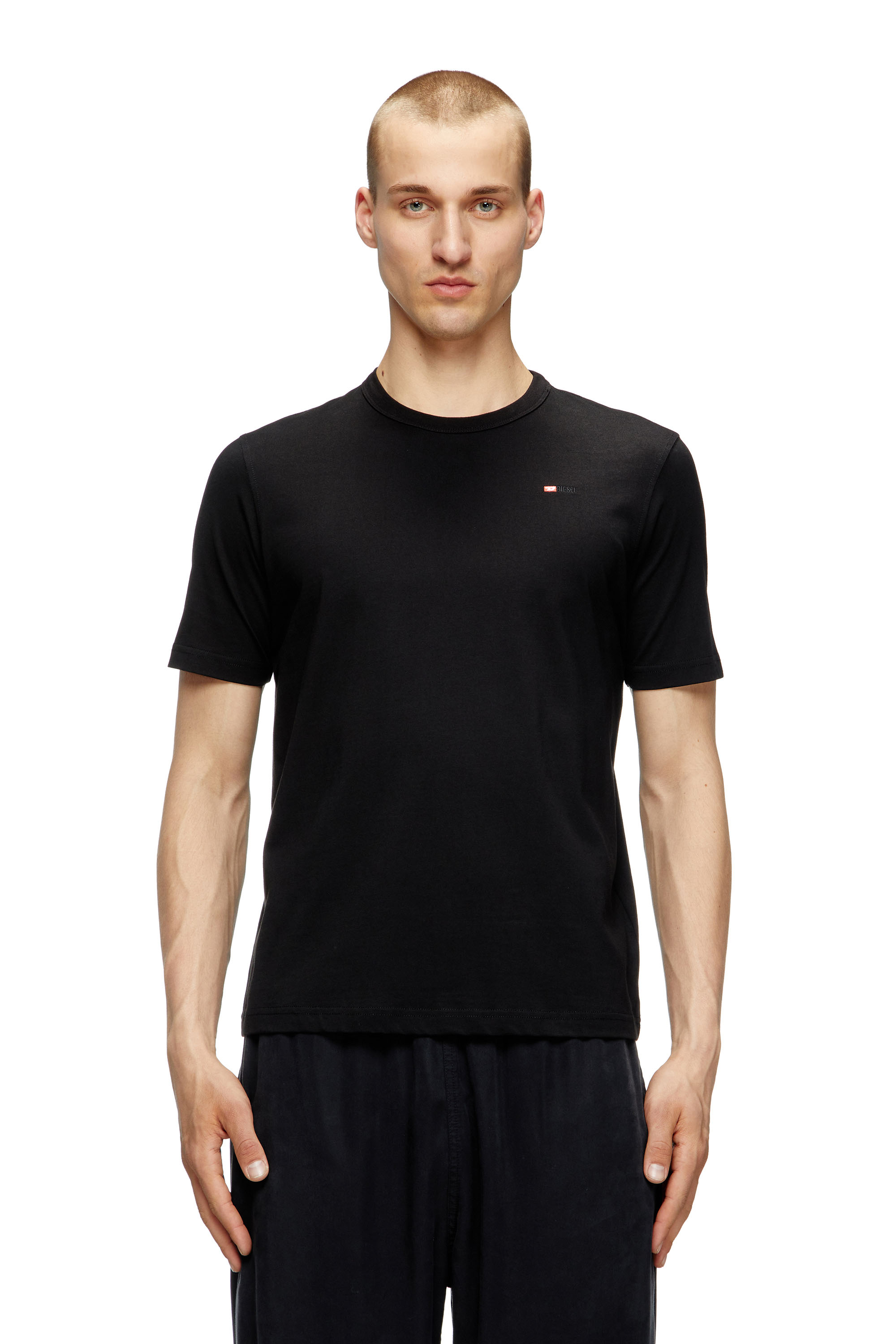 Diesel - T-ADJUST-MICRODIV, Unisex's T-shirt with micro-embroidered logo in ブラック - 1