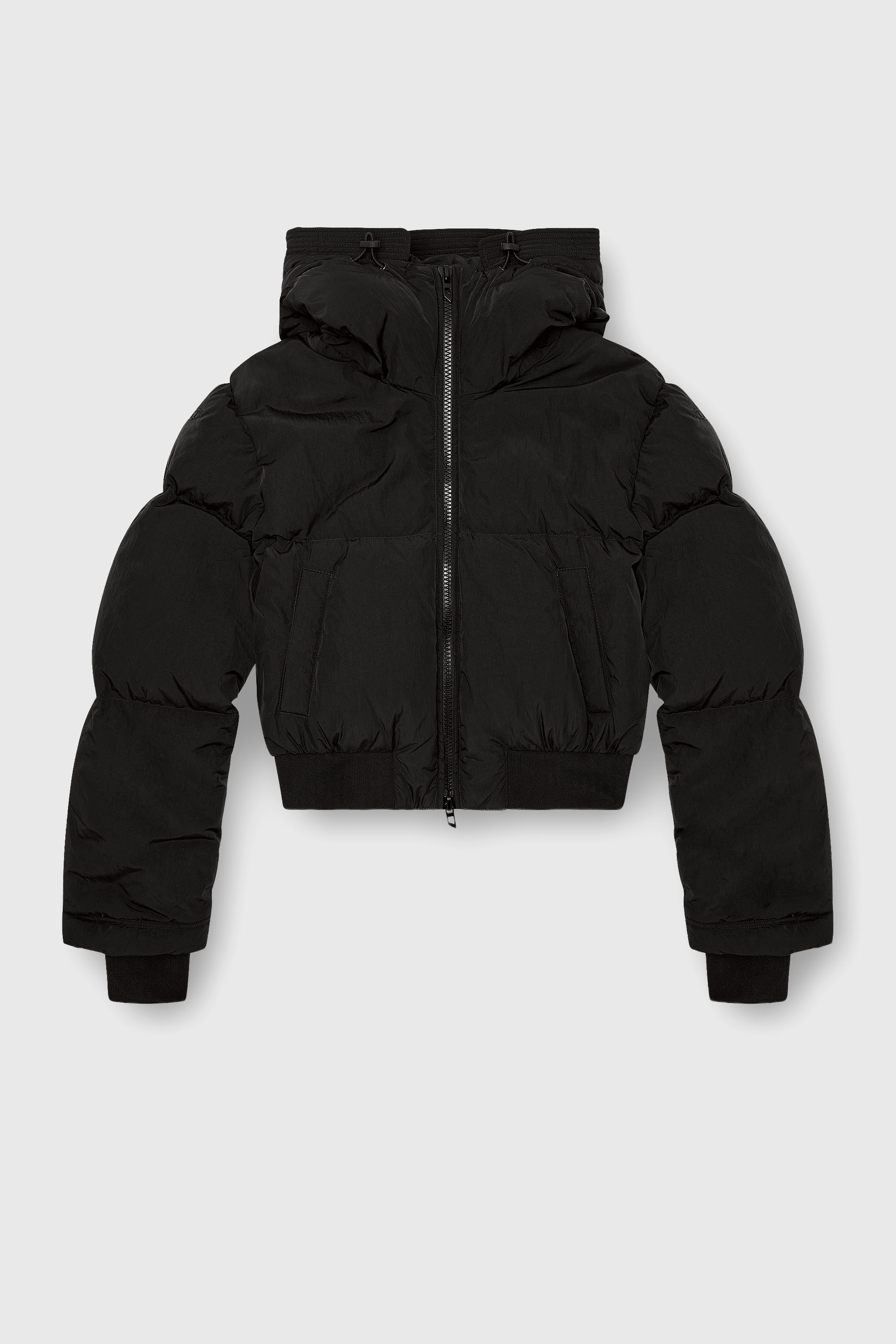 Diesel - W-PEYT-SHORT-NEW-P1, Female's Hooded down jacket in crinkled nylon in ブラック - 2