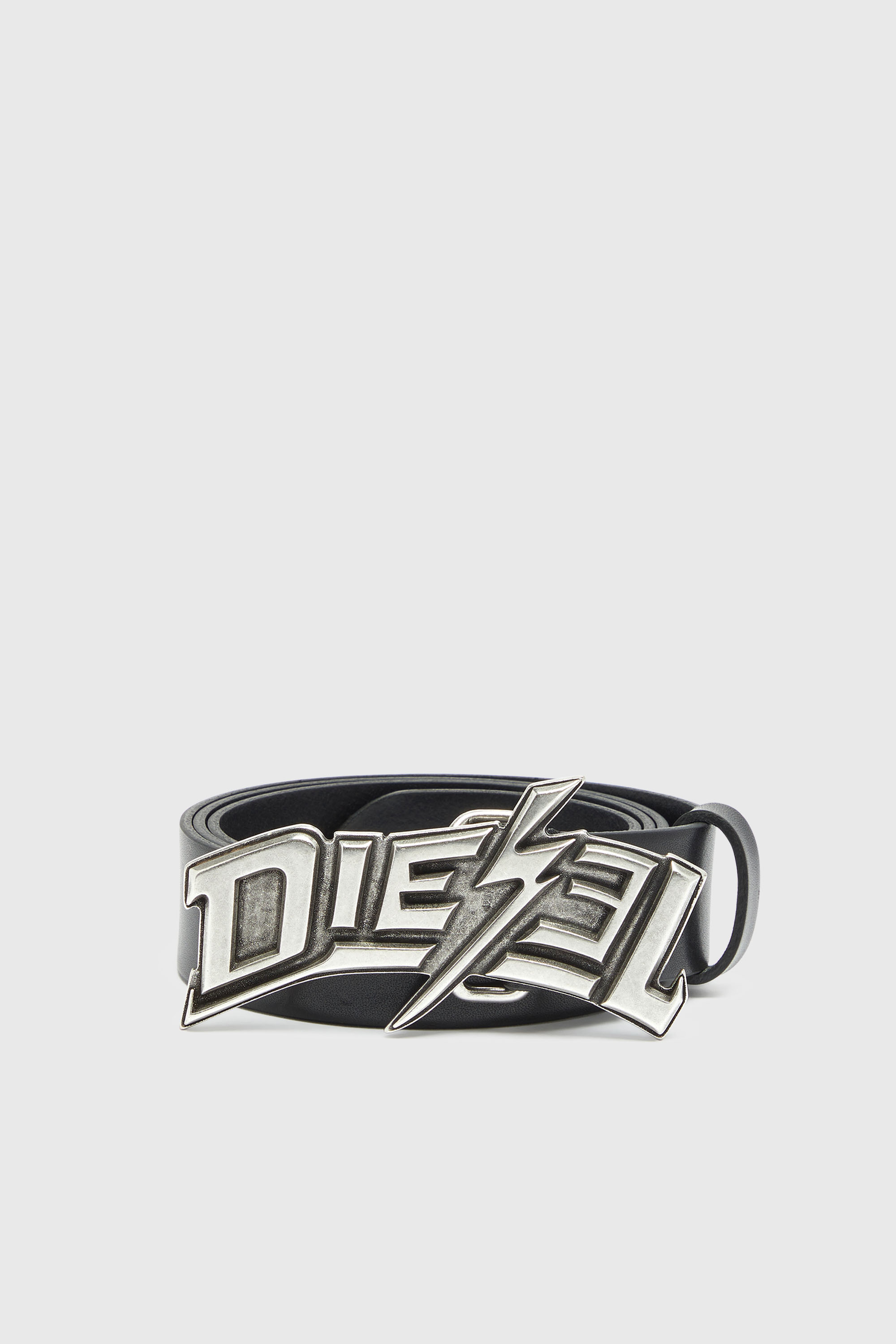 Diesel - B-LIGHTNING 35, Male's 4cm leather belt with lightning bolt buckle in ブラック - 1