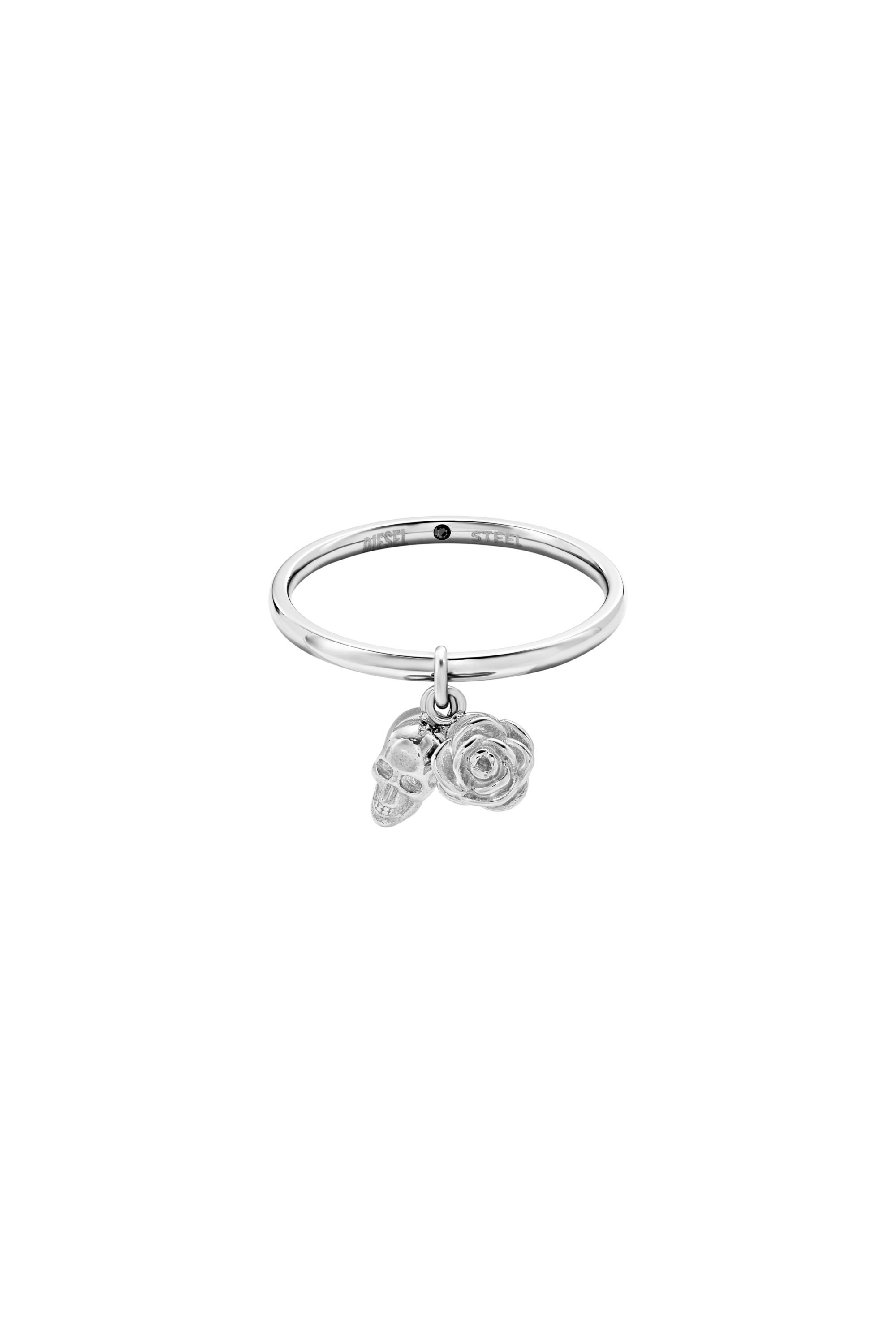 Diesel - DX1602040, Unisex's Stainless Steel Skull Charm Ring in シルバー - 2