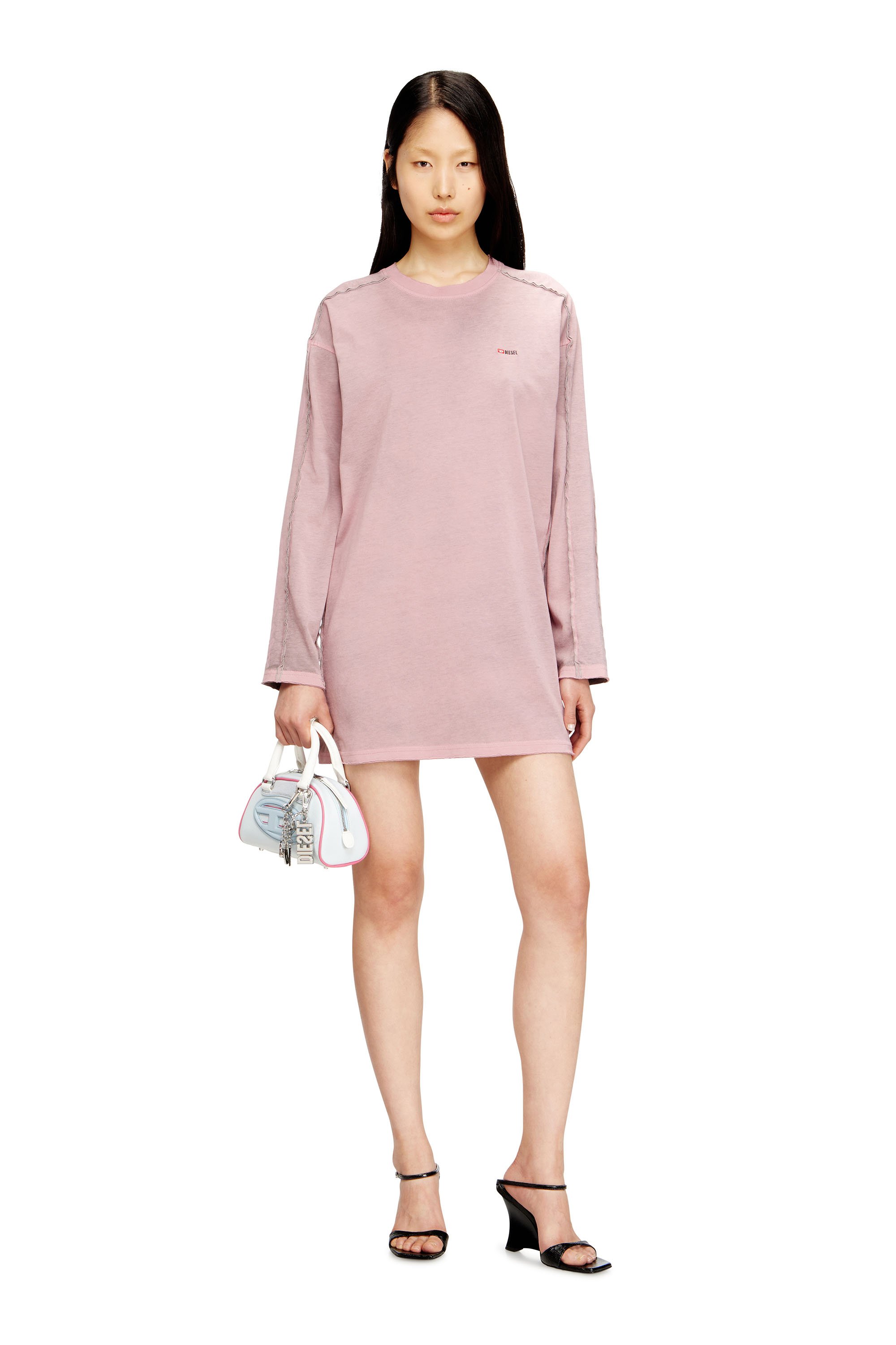 Diesel - D-ALIENE, Female's カットソードレス in ピンク / ホワイト - 1