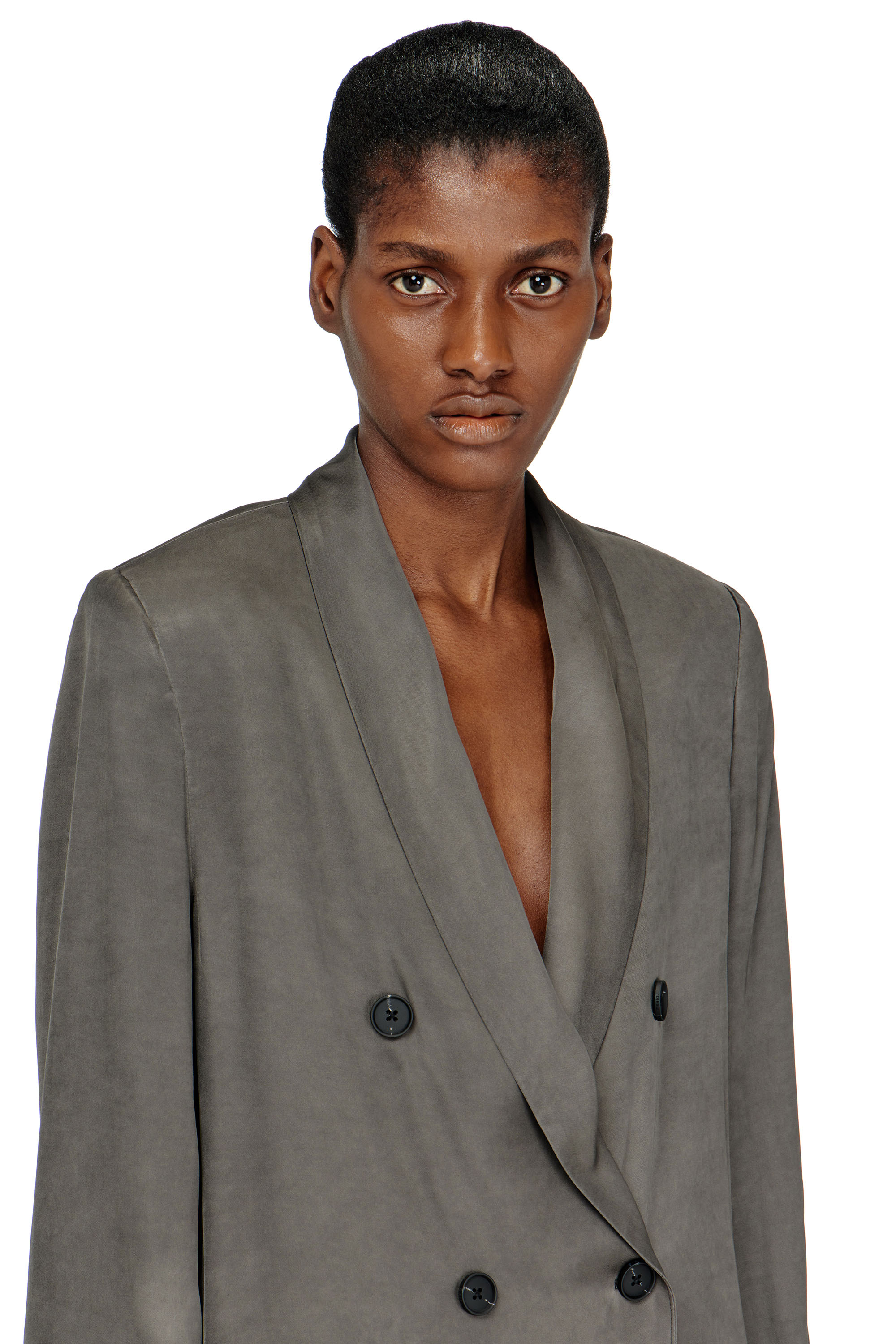 Diesel - G-AVINA-S1, Female's Blazer in treated fluid viscose in ダークグレー - 4