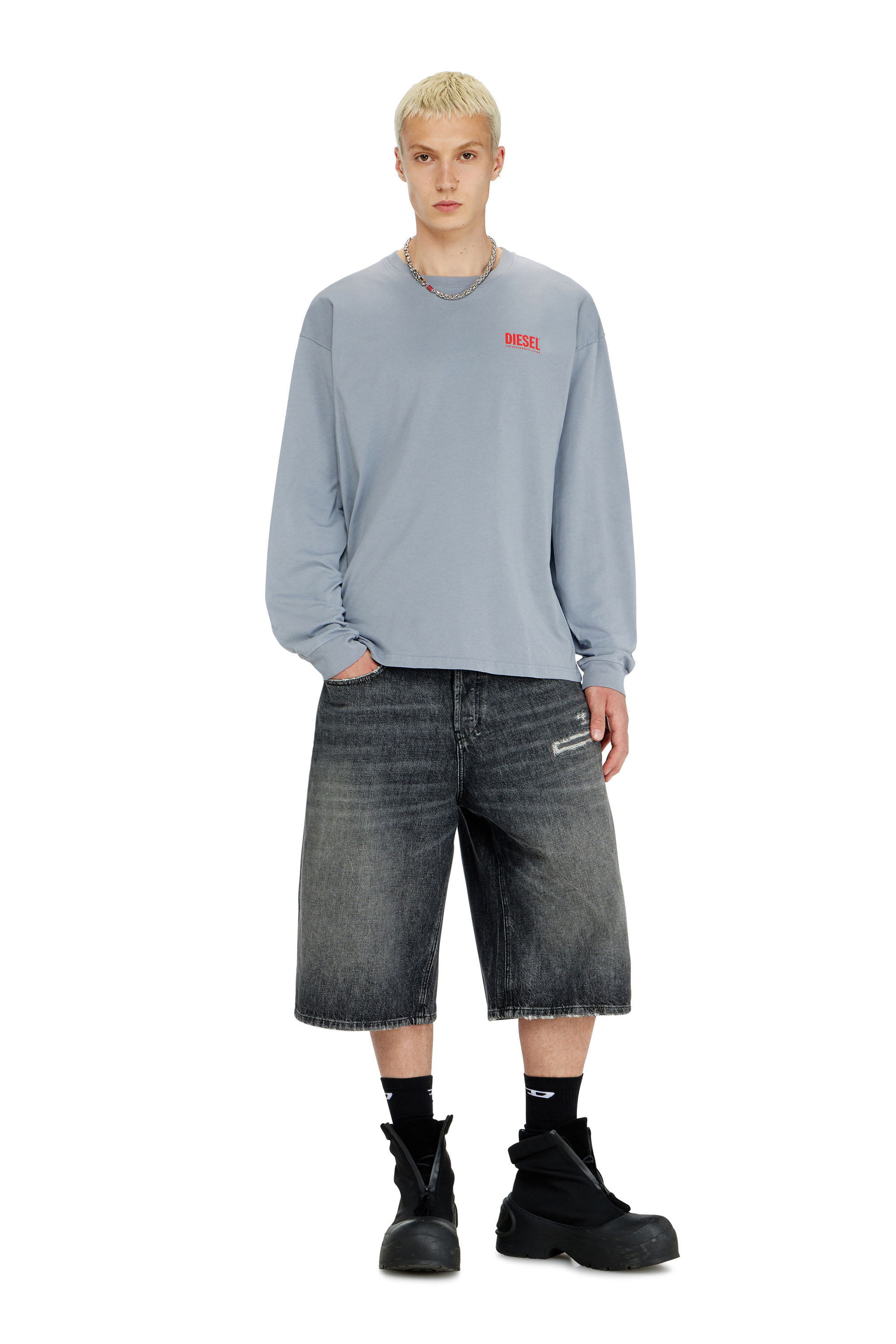 Diesel - T-BOXT-LS-BISK, Male's 長袖Tシャツ in ライトブルー - 1