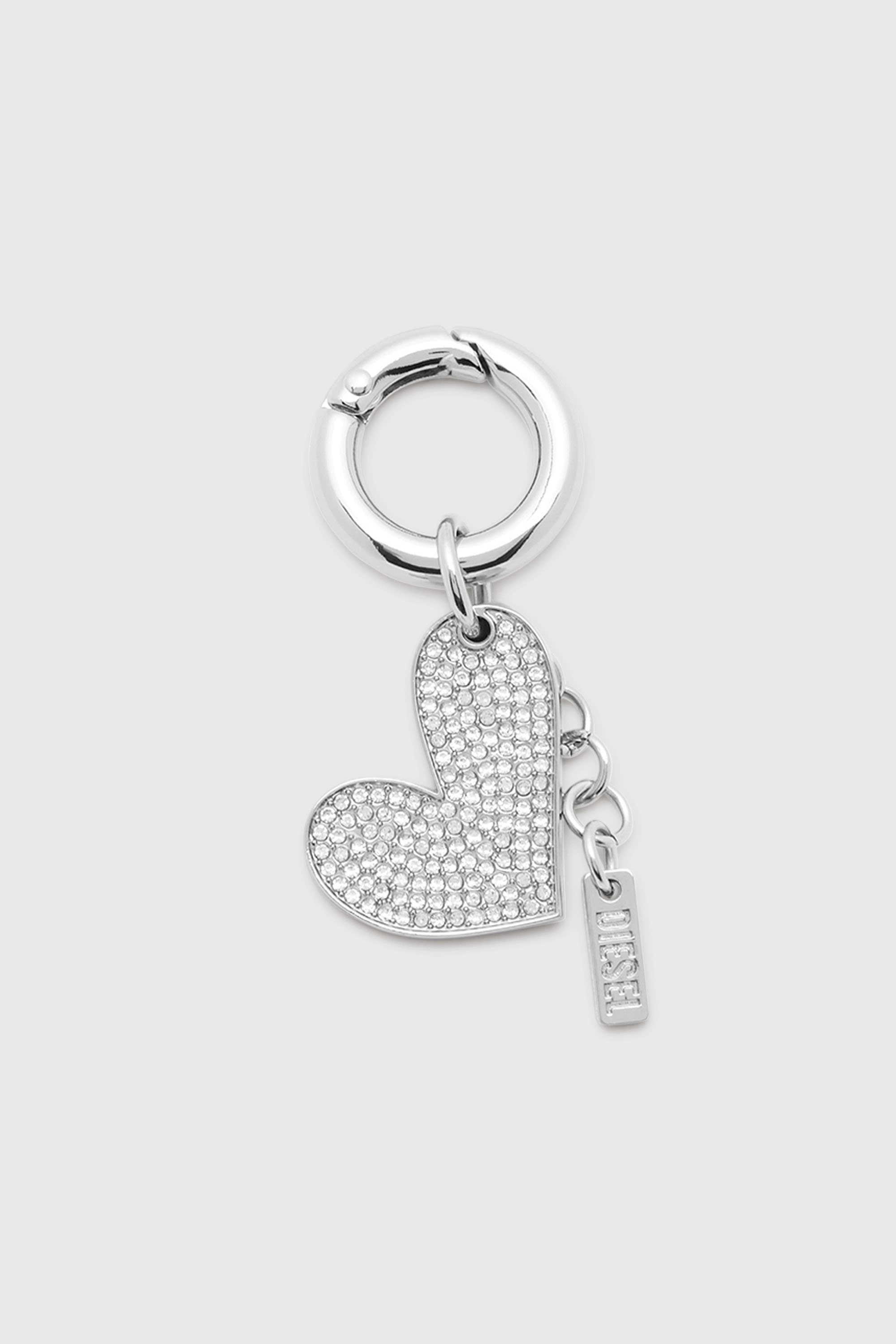 CHARM-HEART Metal heart charm with rhinestones｜シルバー