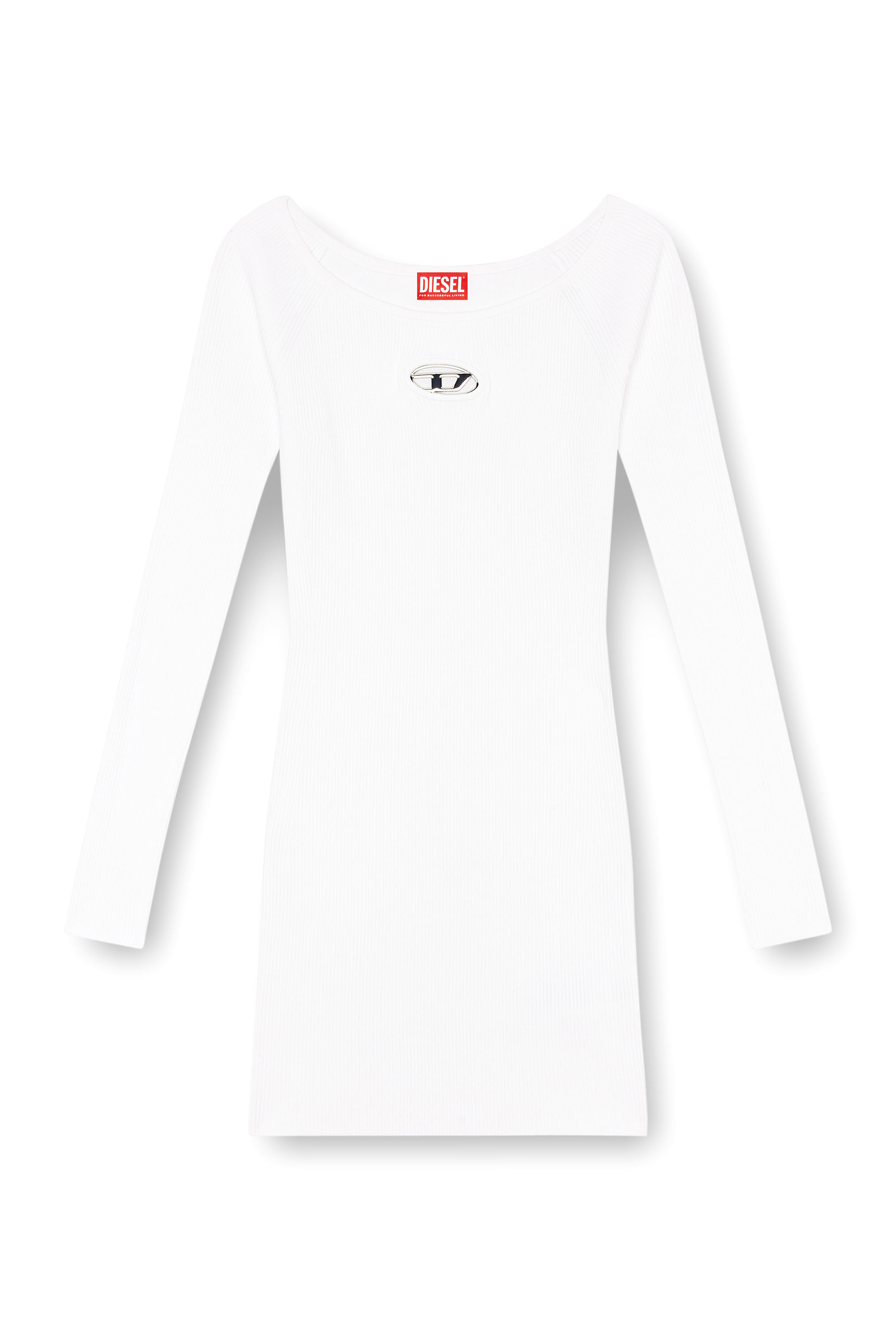 Diesel - M-VERA, Female's Off-the-shoulder dress in ribbed knit in ホワイト - 4