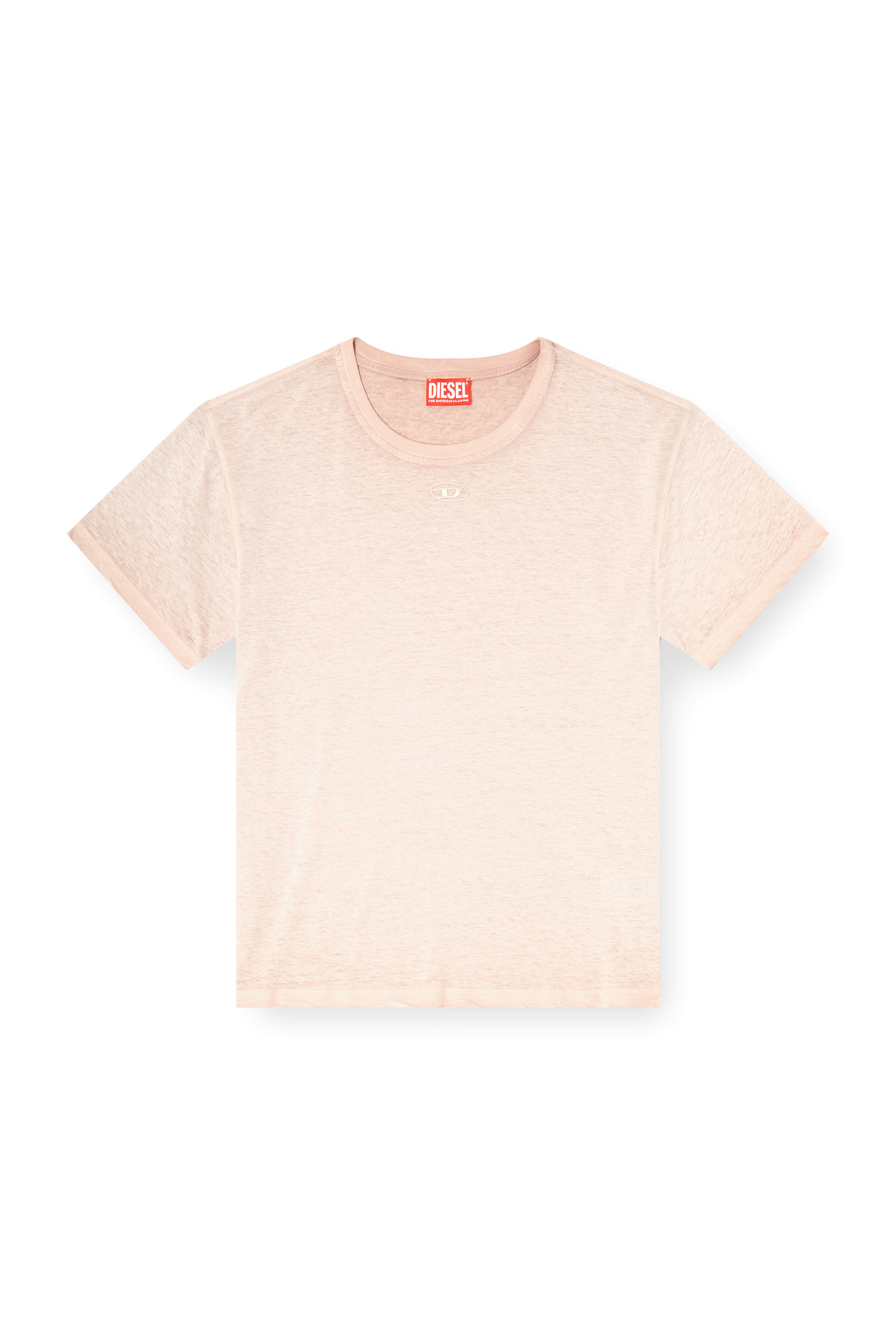 Diesel - T-NORMY-S18, Female's Hemp-cotton T-shirt with Oval D logo in ベージュ - 3