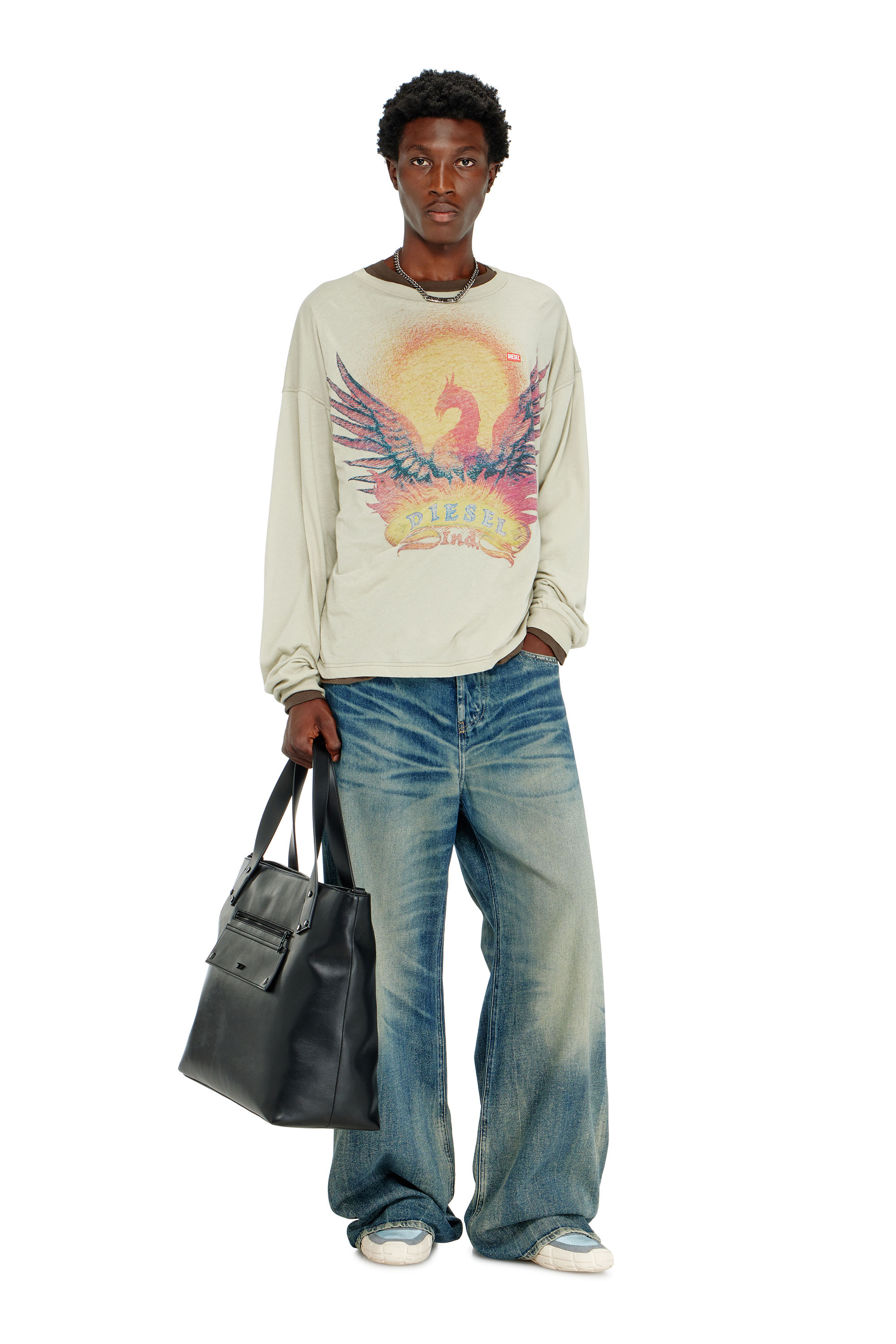 Diesel - T-BOXT-LS-AA1, Male's 長袖Tシャツ in ベージュ - 2