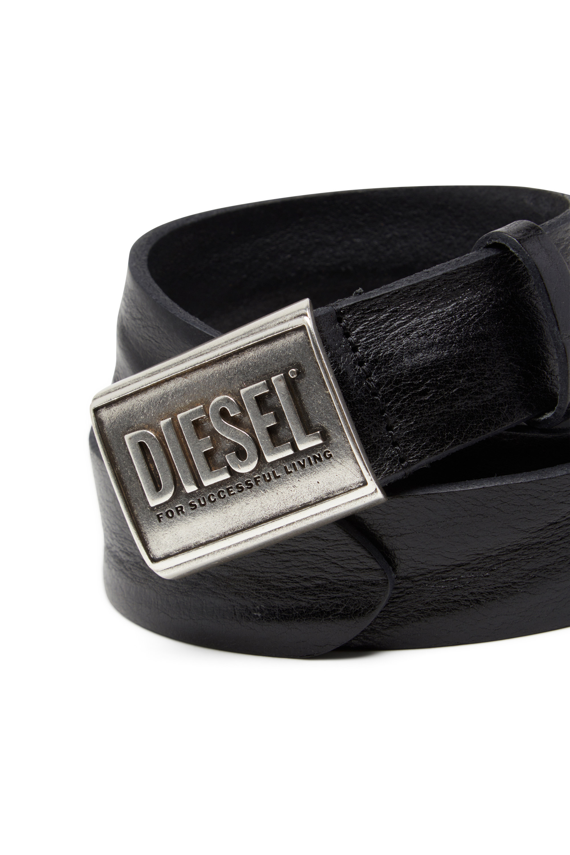 Diesel - B-METAL BISCOTTO, Male's レザーベルト in ブラック - 3
