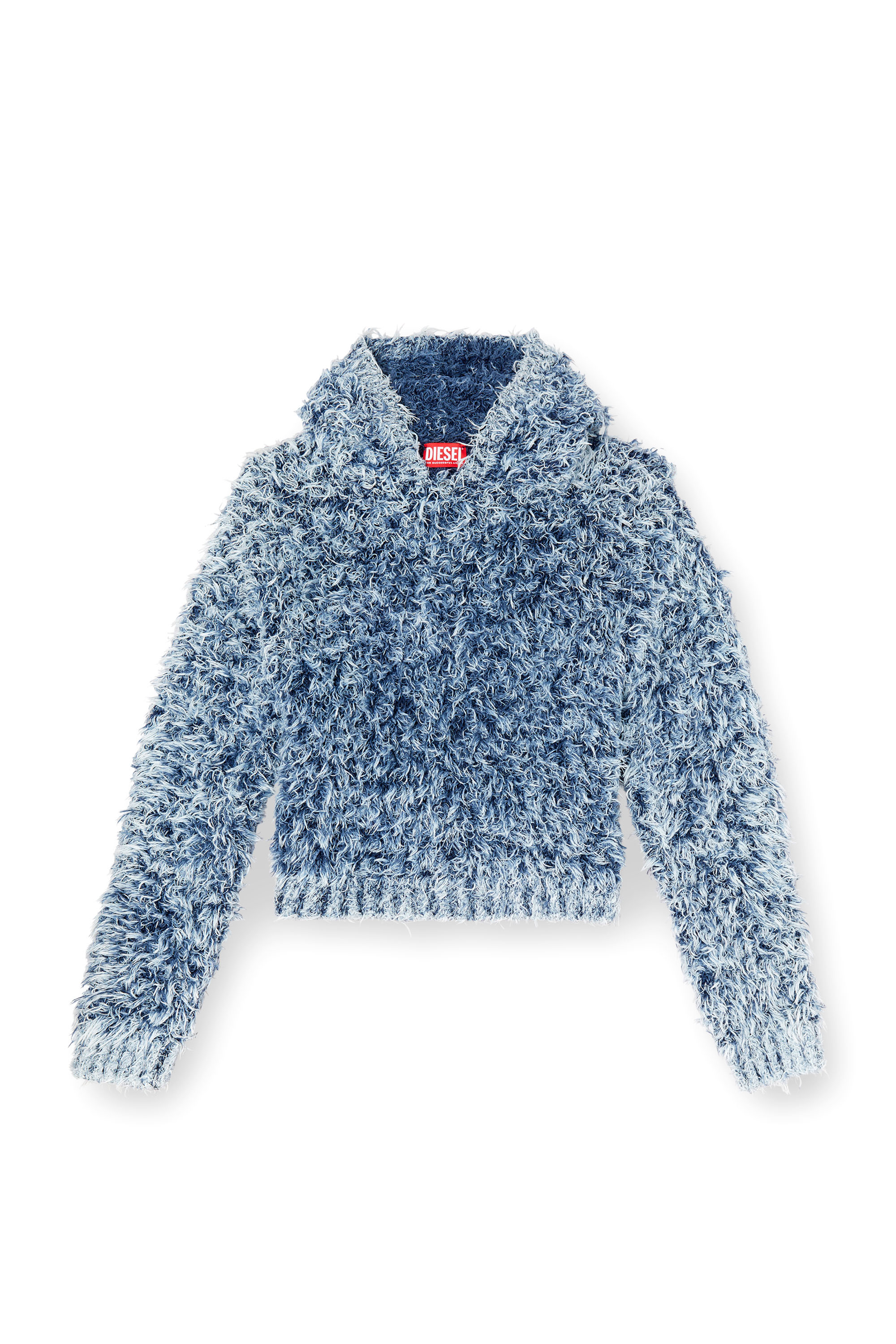 Diesel - M-DOLLY, Female's Textured-knit hoodie in ブルー - 3