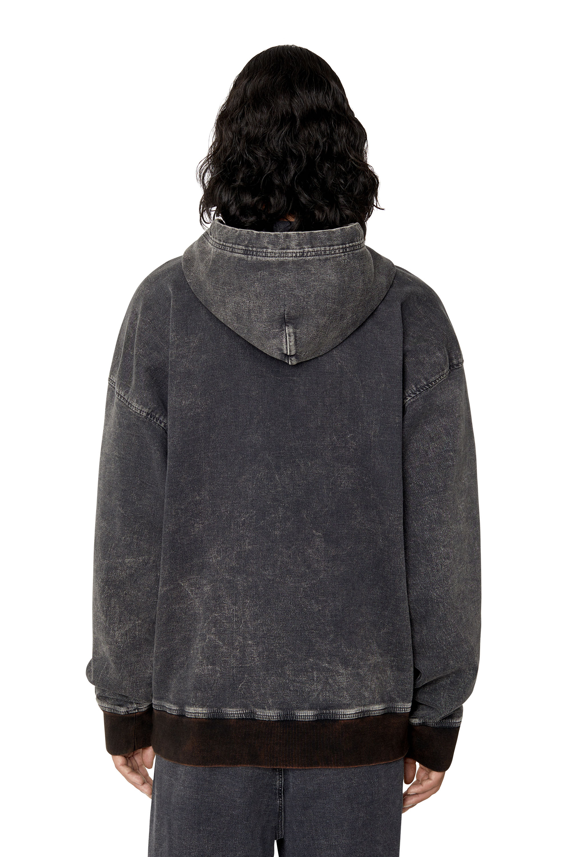 Diesel - D-UM-RIB TRACK DENIM HOODIE, ブラック/ダークグレー - Image 2