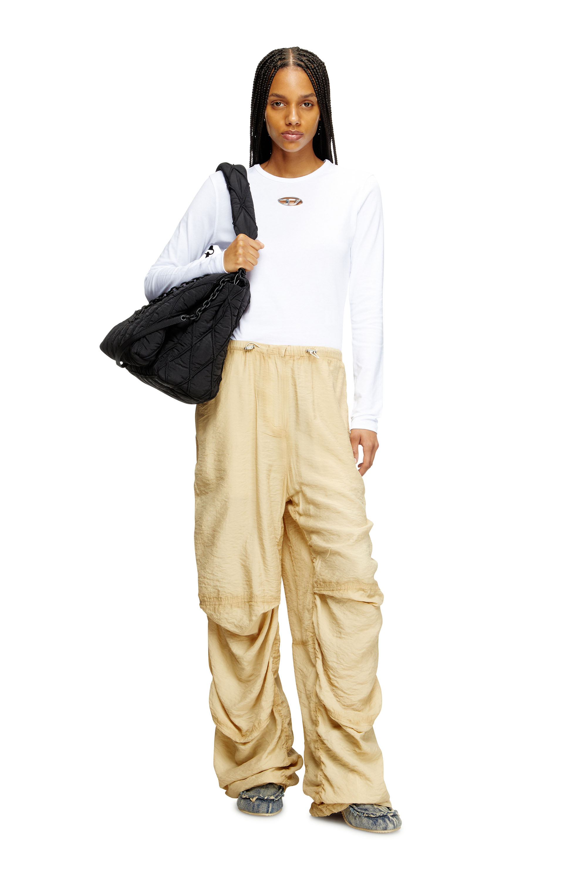 Diesel - T-UNCUTIE-LONG-LS-OD, Female's Long-sleeve top with Oval D cut-out in ホワイト - 2