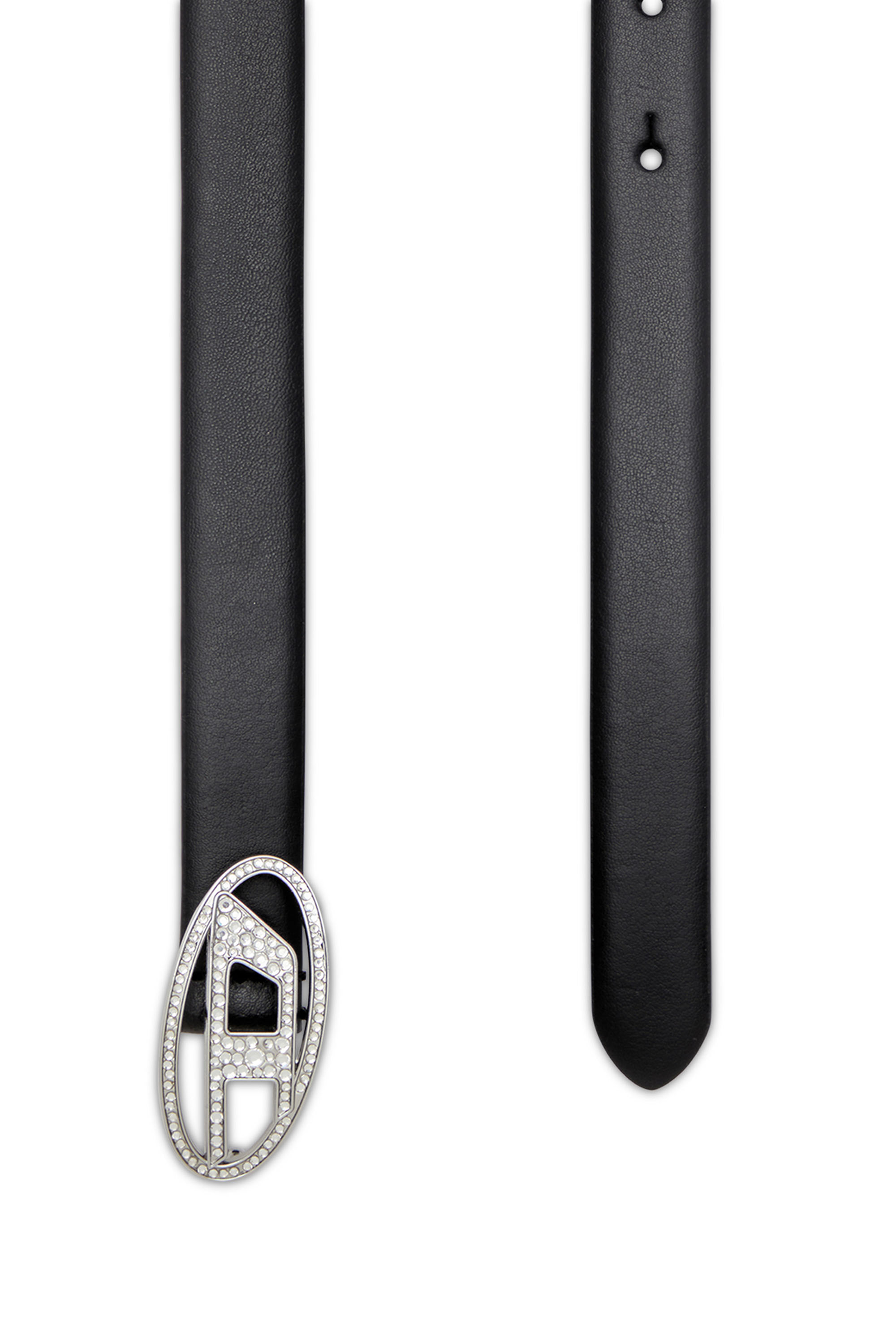 Diesel - B-1DR STRASS 20, Female's 1.9cm slim leather belt with crystal buckle in ブラック - 2
