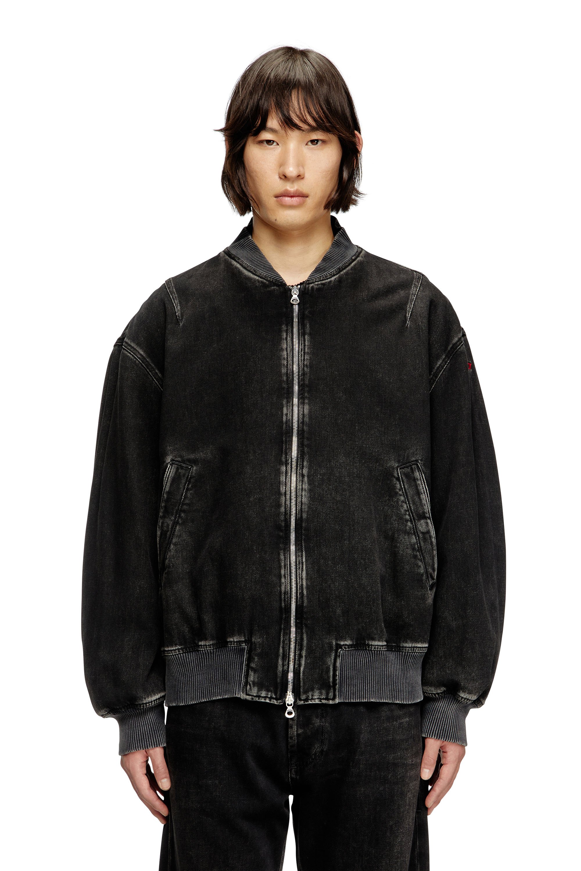 Diesel - D-VINZ, Male's Bomber jacket in clean-wash denim in ブラック - 1