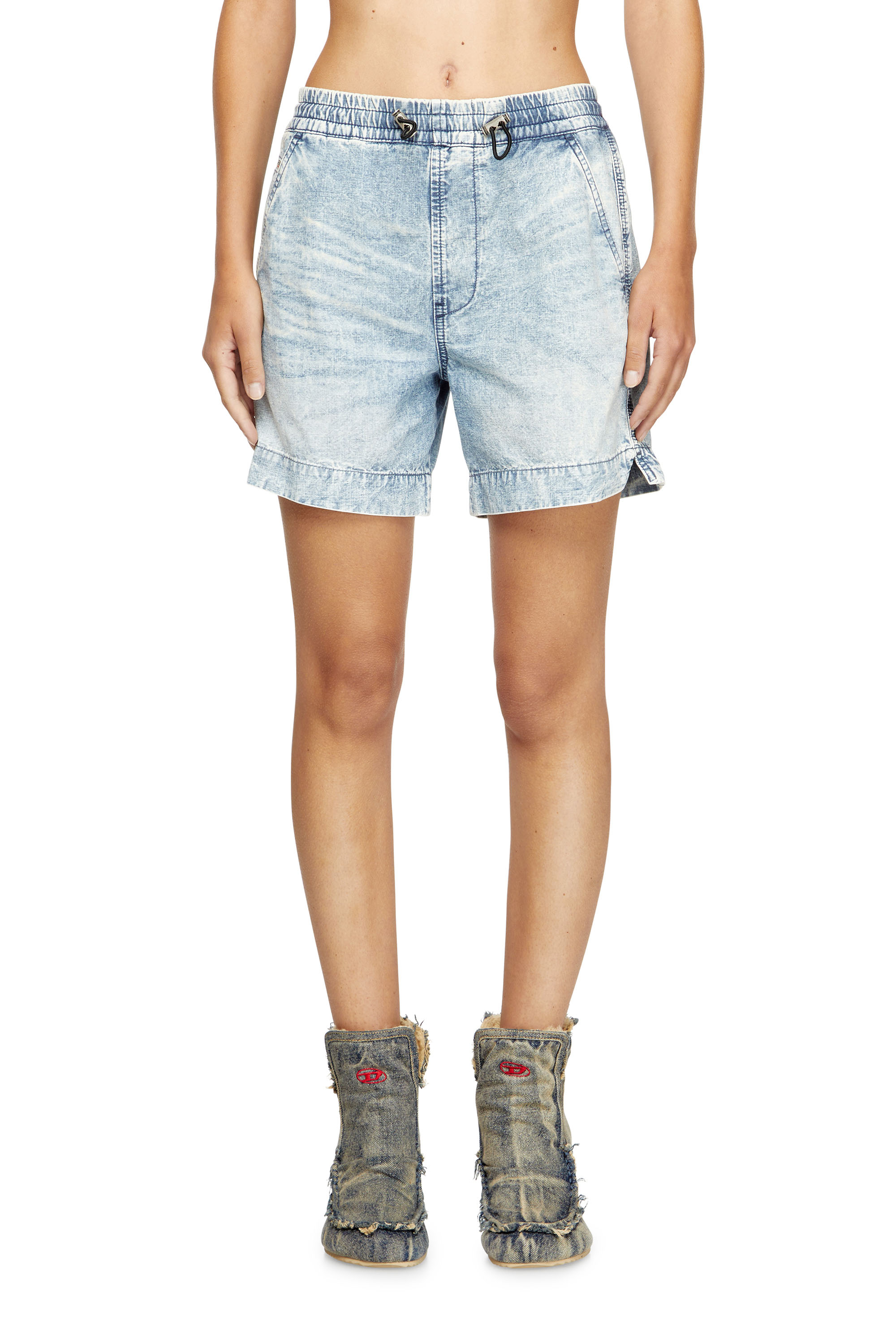 Diesel - D-TENNI-S, Unisex's Shorts in marbled denim in ライトブルー - 1