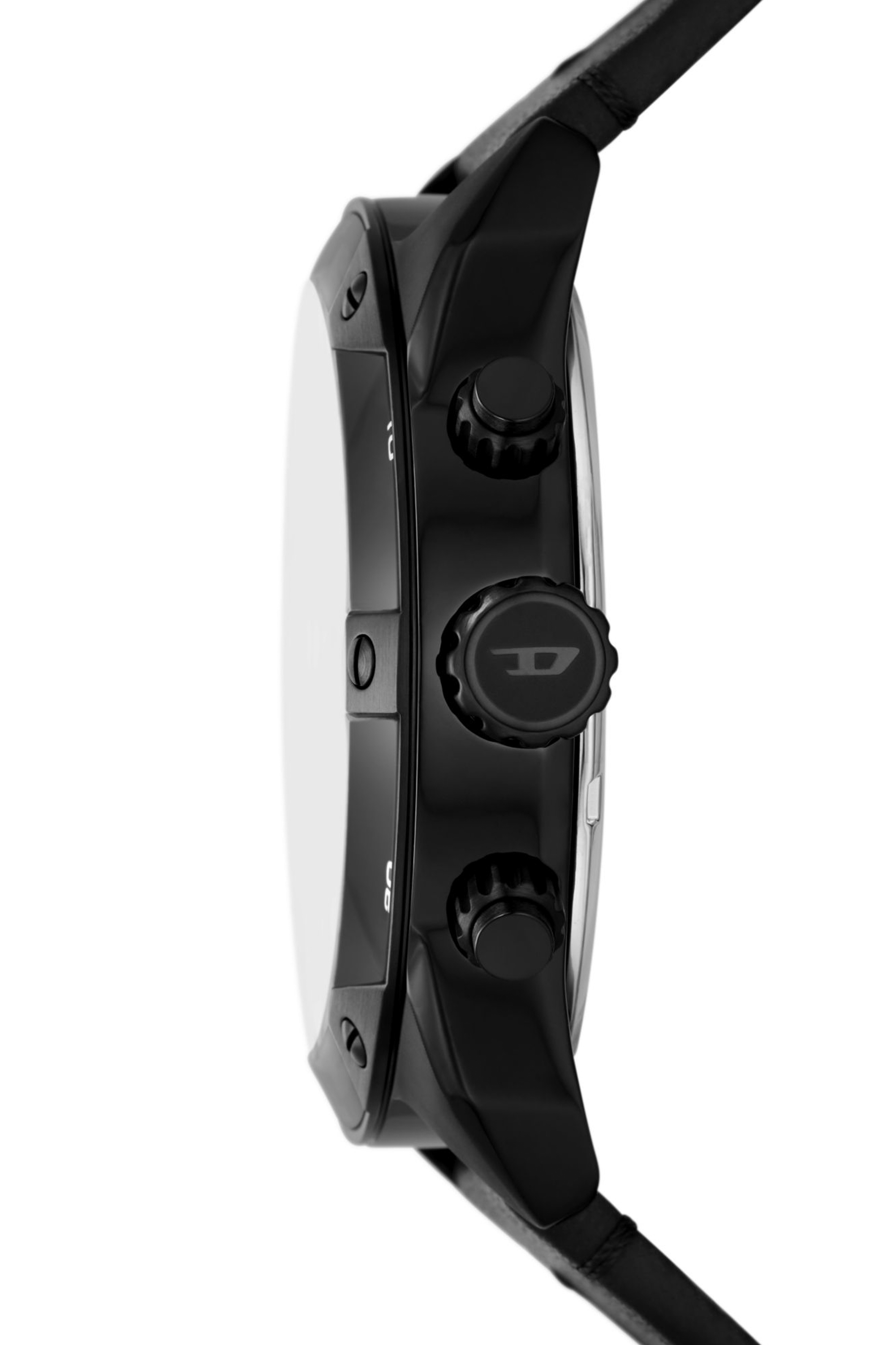 Diesel - DZ4667, Male's Spiked chronograph black leather watch in ブラック - 3