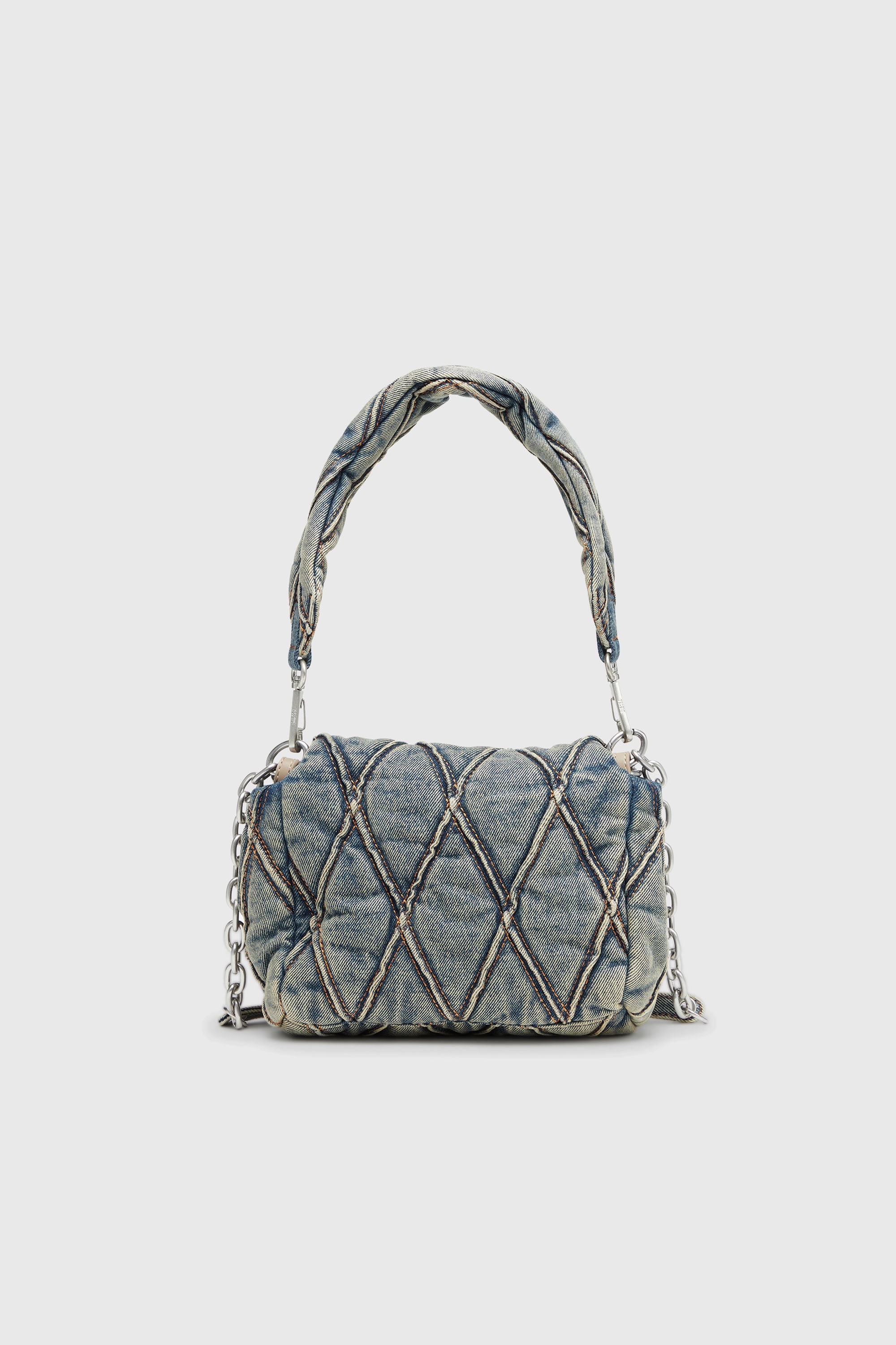 Diesel - CHARM-D SHOULDER S, Female's デニムキルティングショルダーバッグS in ダークブルー - 3