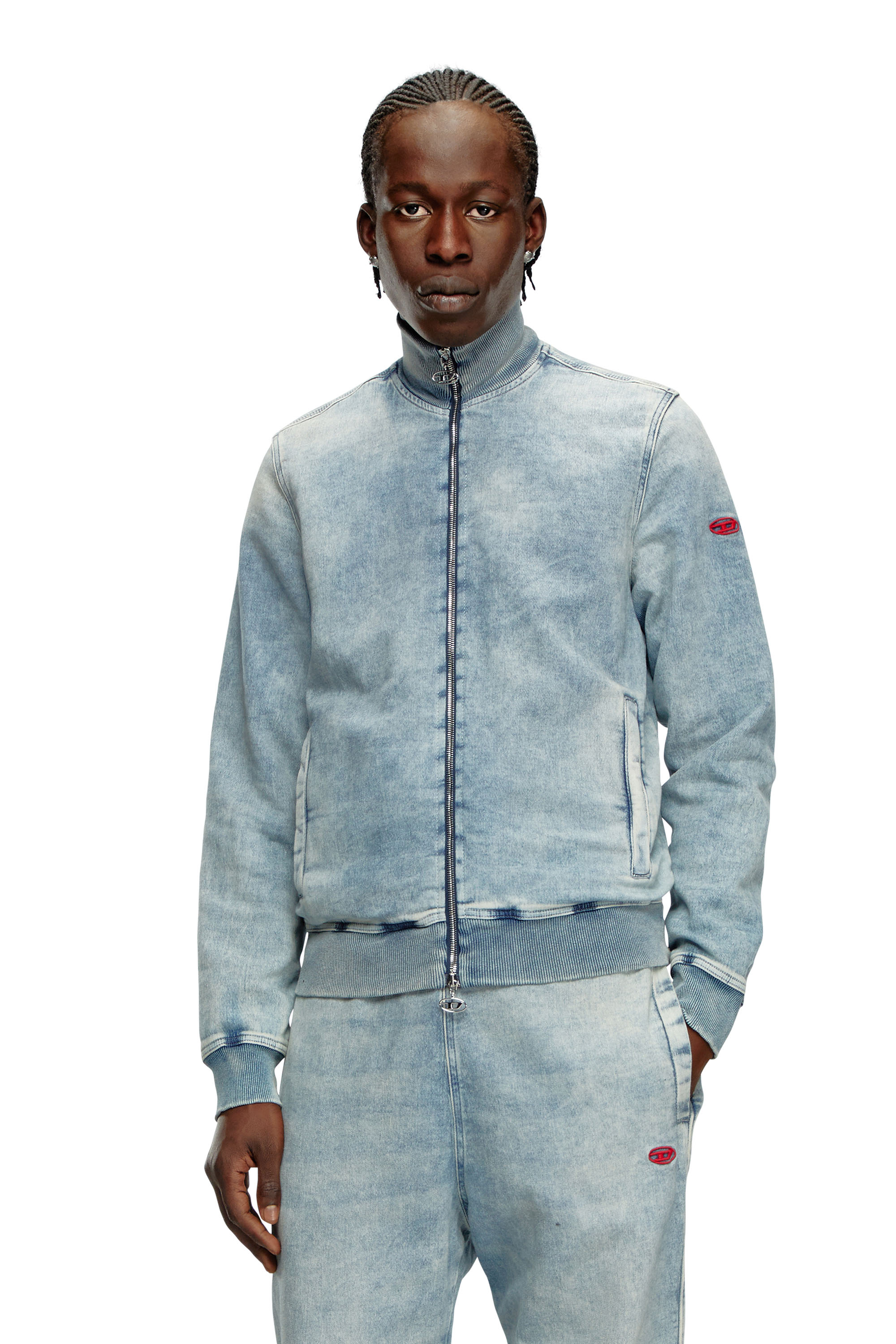 Diesel - D-BUZEE TRACK, Unisex's Zip-up sweater in Track Denim in ライトブルー - 1