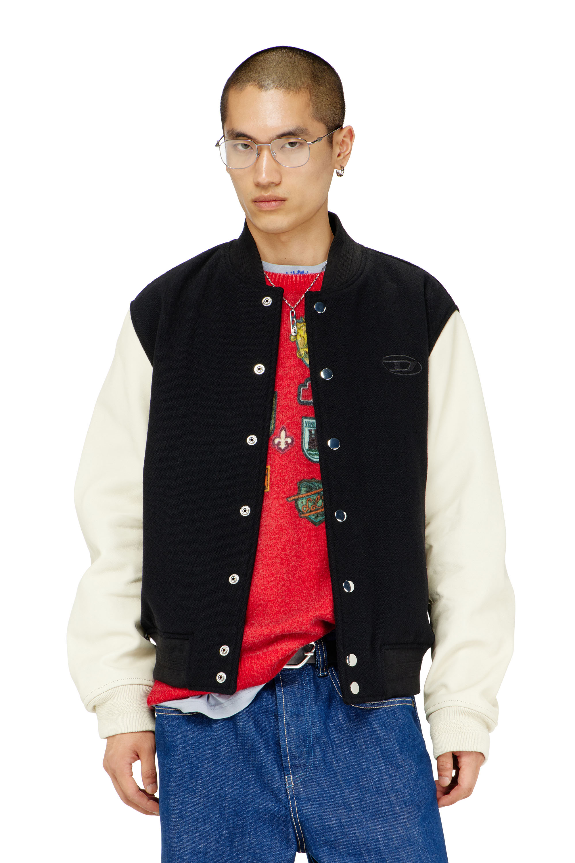 Diesel - L-ARRY-WRD, Male's ブルゾン in ブラック/ホワイト - 1
