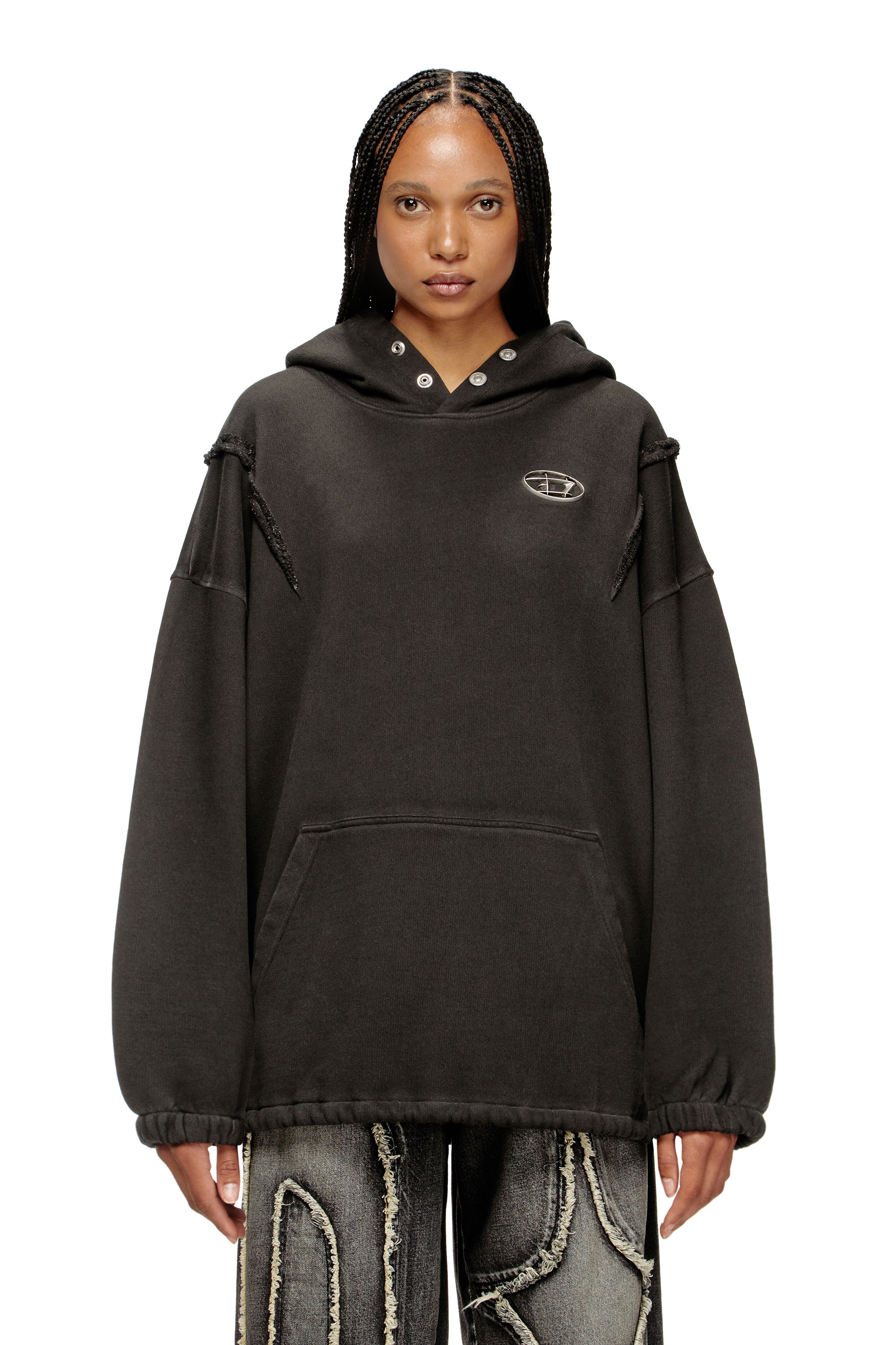 Diesel - S-THUG-HOODIE, Unisex's Hoodie with faded effect in ブラック - 1