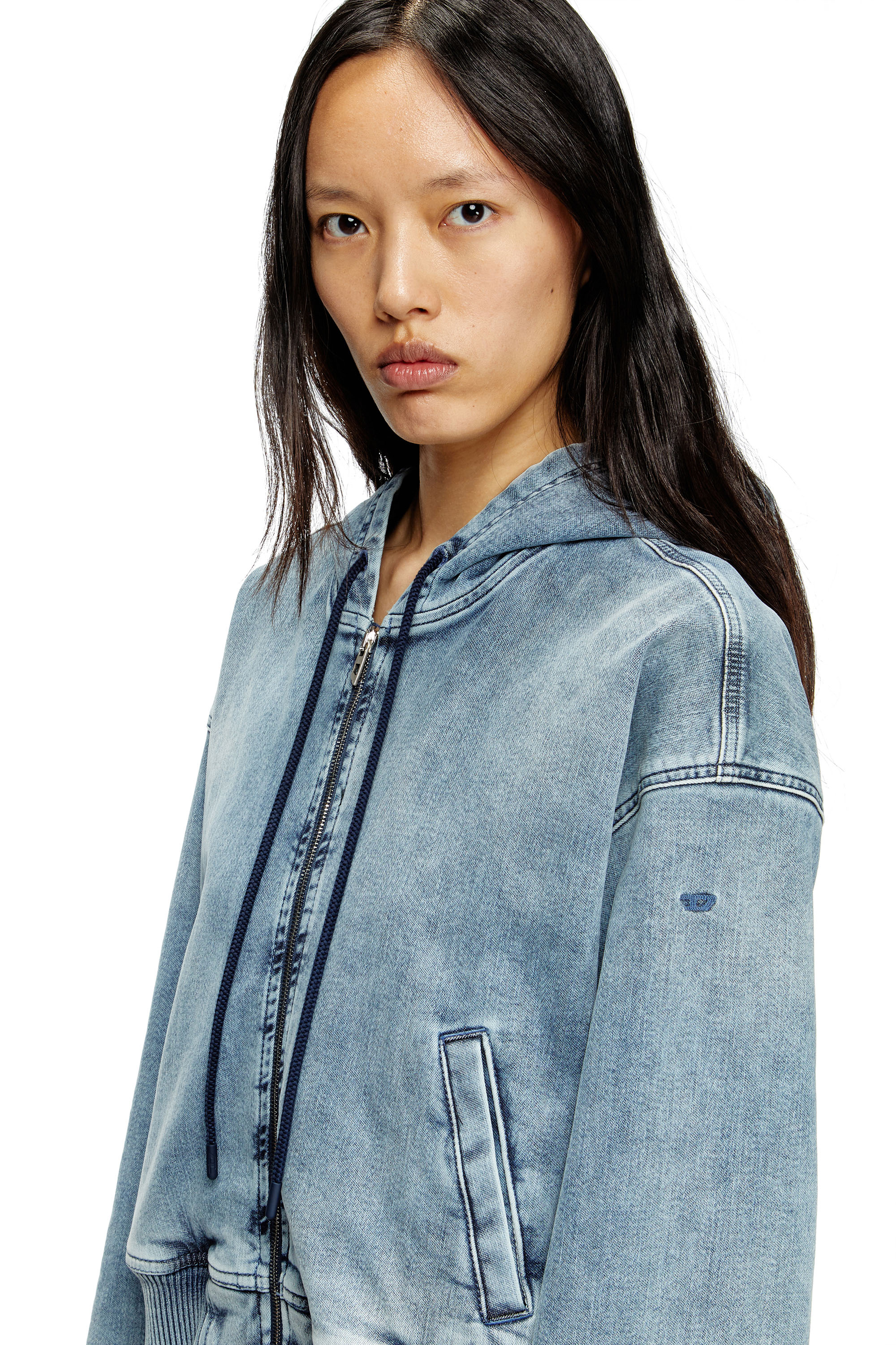 Diesel - DE-GIRI-CROP JOGG, Female's Zipped hoodie in JoggJeans in ライトブルー - 4