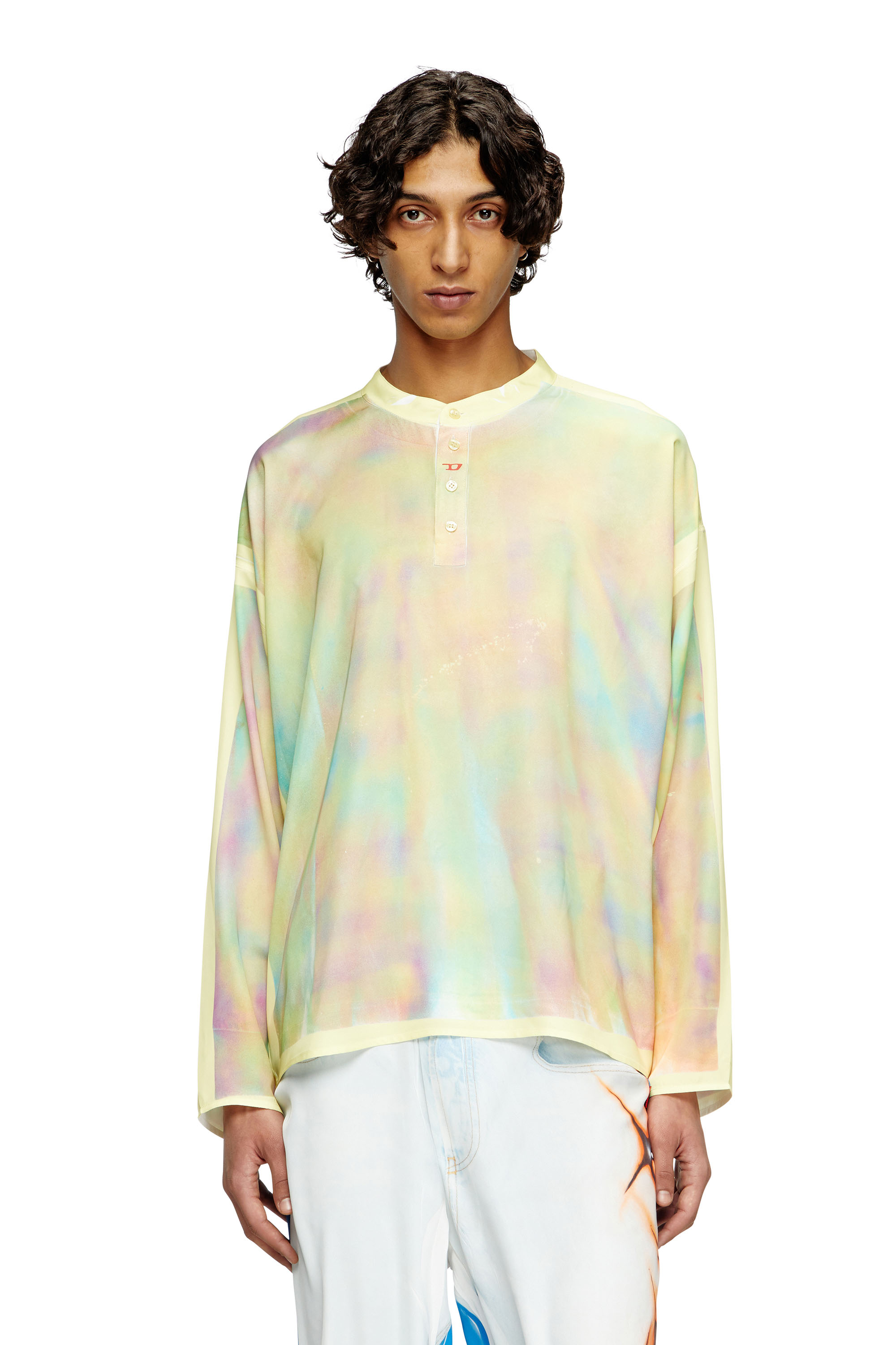 Diesel - T-OLAVI-A-SER-GRAFFITI-CHI, Unisex's Henley top with graffiti print in イエロー - 3