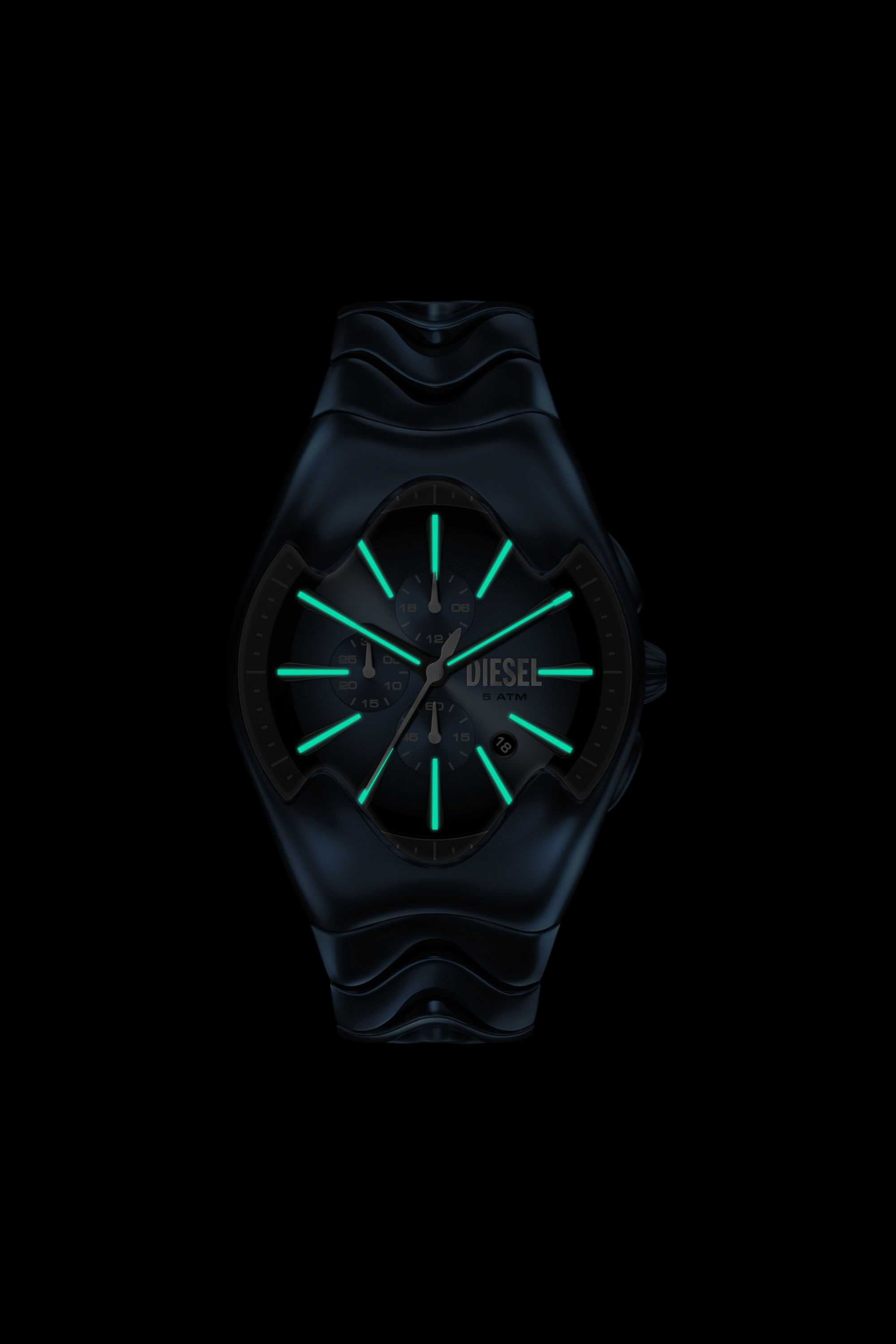 Diesel - DZ4704 WATCH, Male's Mercurial Chronograph Blue Stainless Steel Watch in ブラック/ブルー - 6