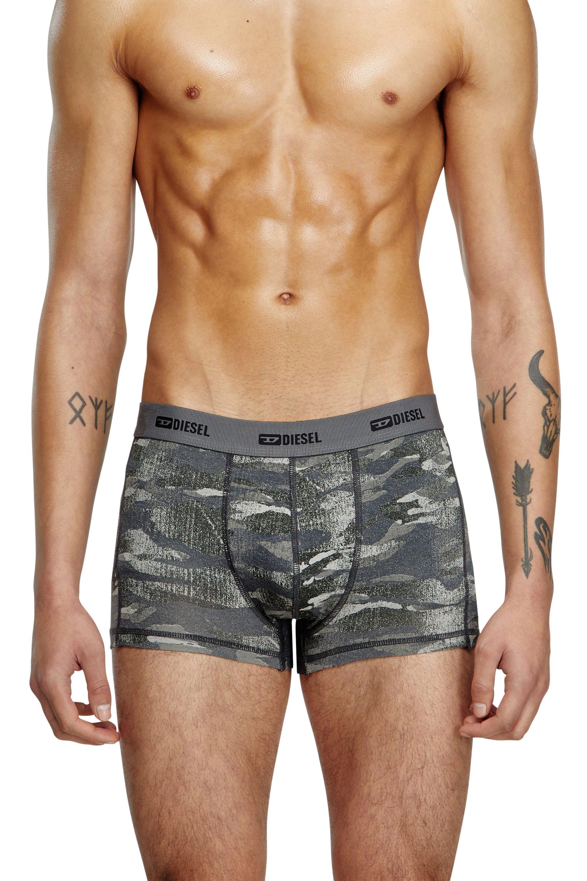 Diesel - DAMIEN-UTLT-3PACK, Male's 3-pack of boxer briefs plain and camo in ブラック/グレー - 2