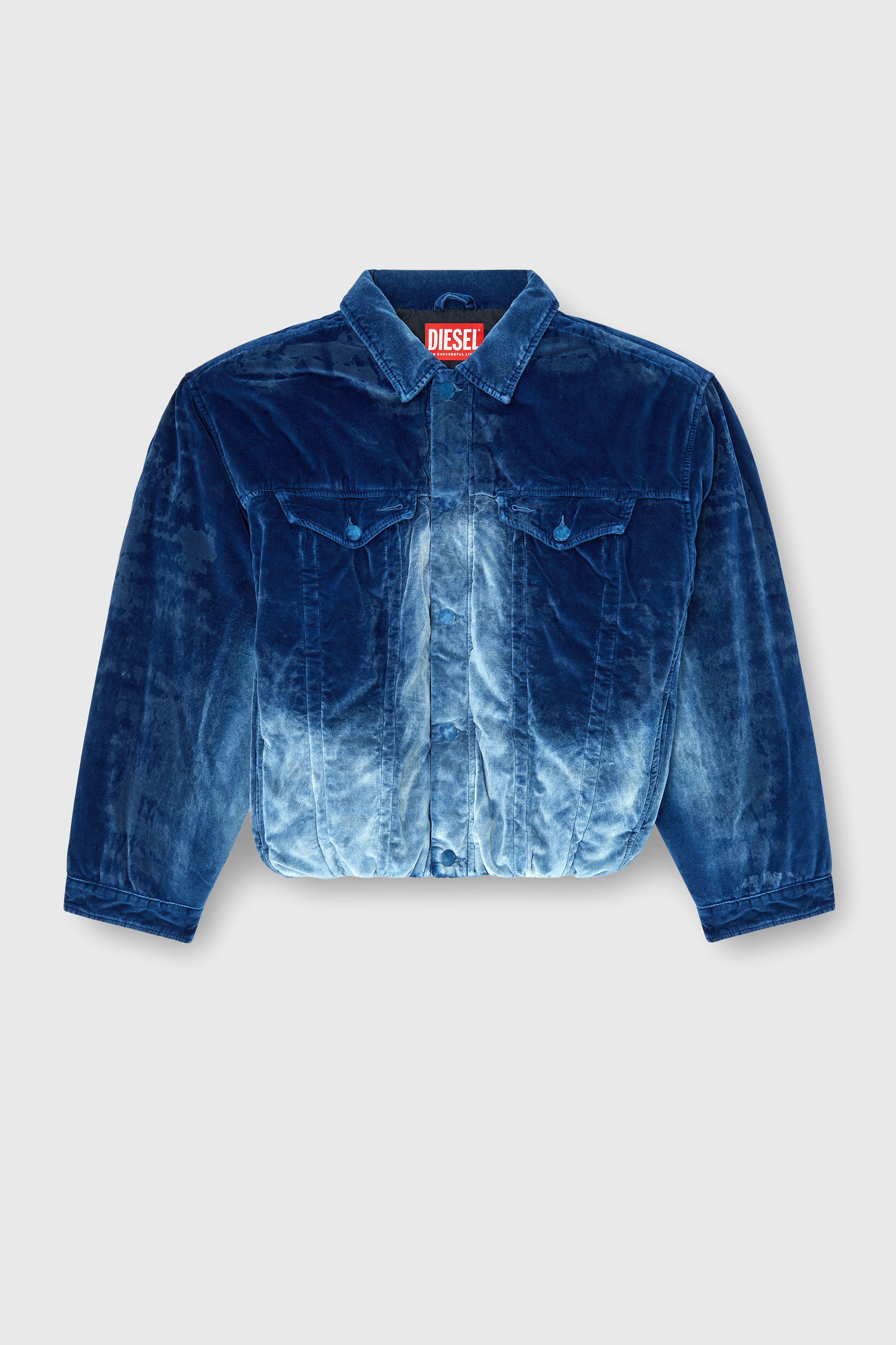 Diesel - D-MORVI-FSJ, Male's Elasticated trucker jacket in velvet denim in ダークブルー - 2