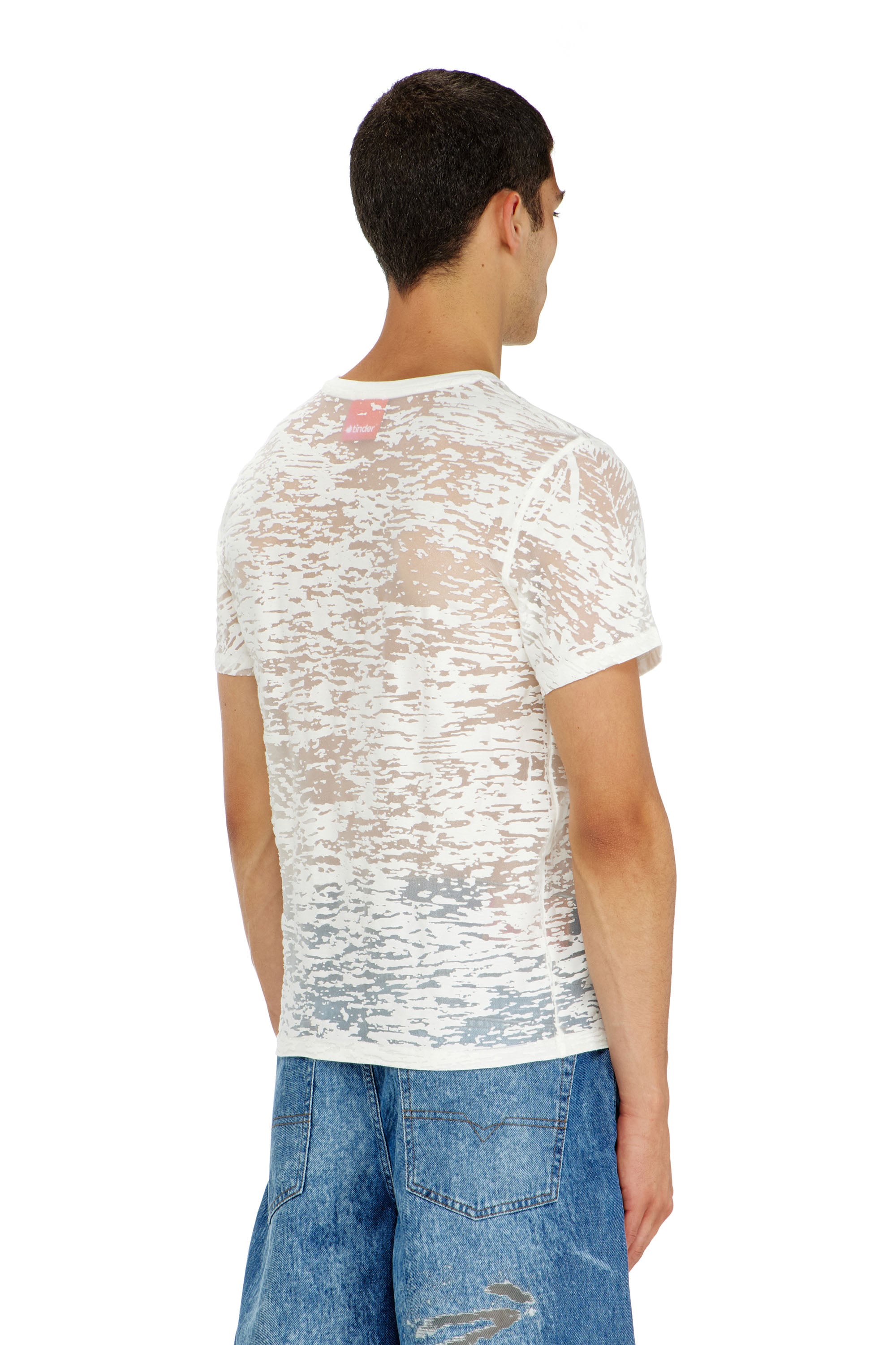 Diesel - PR-T-NOTS-MATI-R, Unisex's T-shirt in all-over devor&eacute; jersey in ホワイト - 2