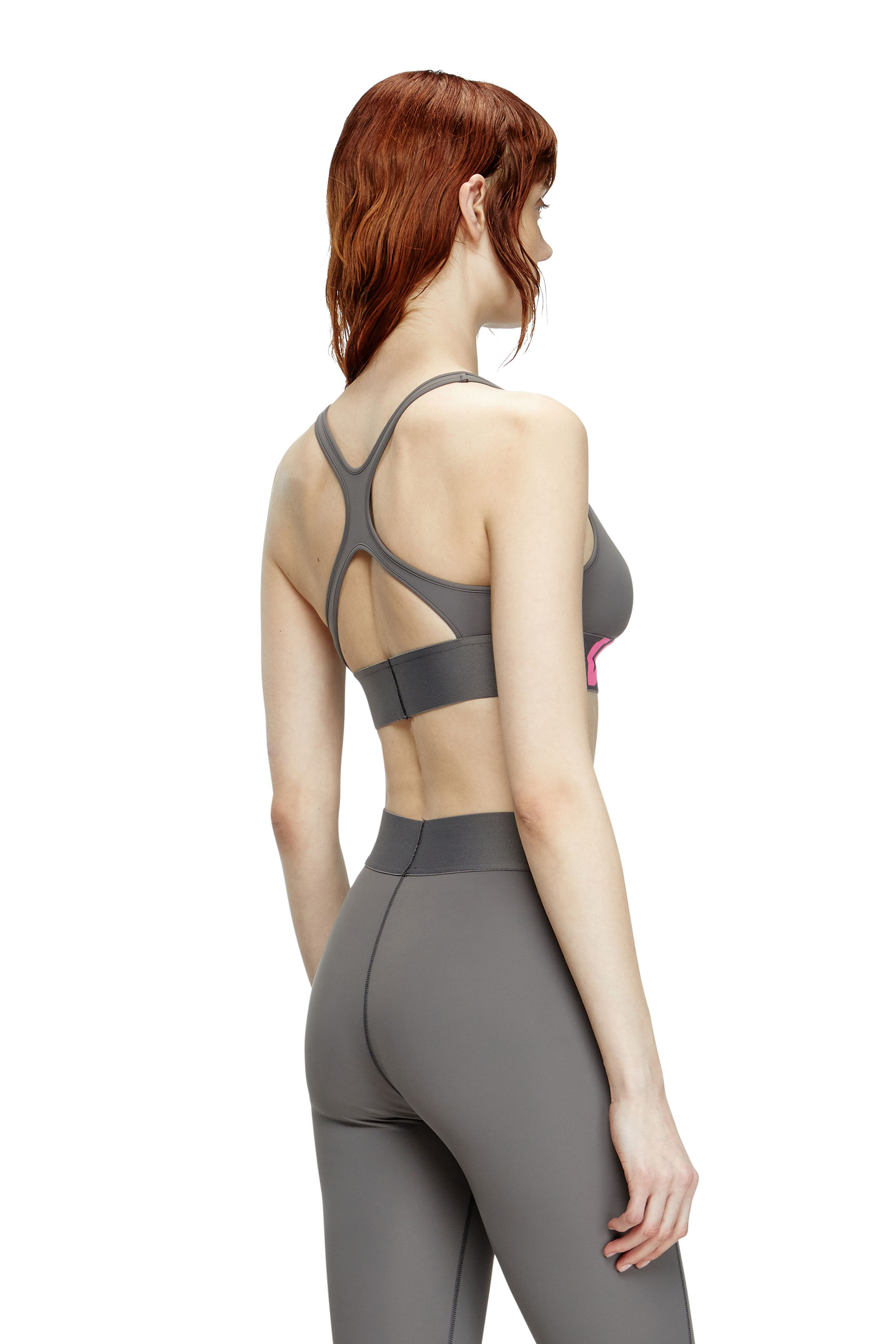 Diesel - ALLISON-D-POP, Female's Microfibre sports bra with cut-off logo in グレー - 3
